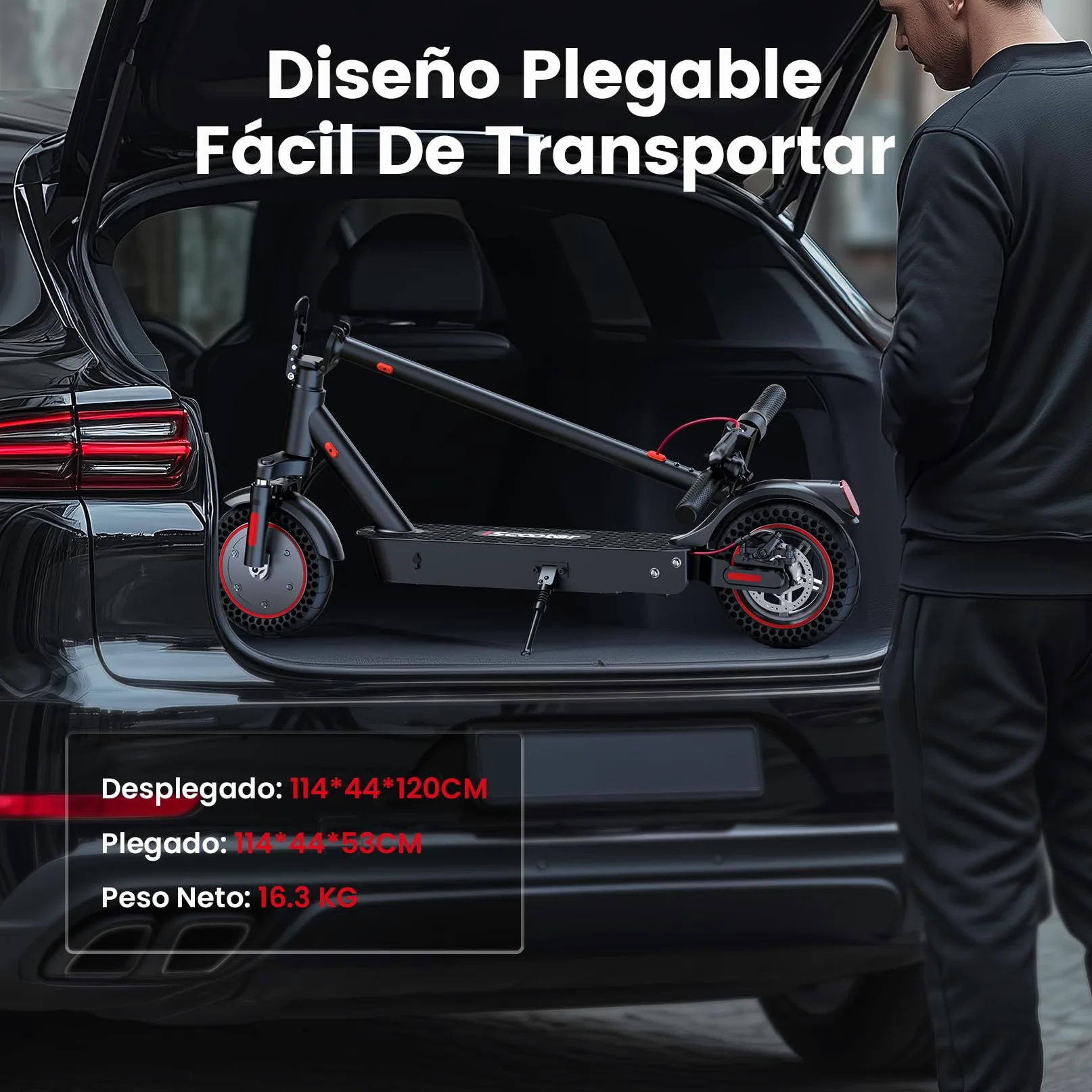 iScooter 10" Patinete Eléctrico Adultos Homologado DGT, 500W Motor, Autonomía De 30-40 KM, Máxima 25KM/H, Bocina, Timbre, Intermitentes, App, Frenado Doble, Plegable, Carga 120 KG, Bloqueo/Desbloqueo