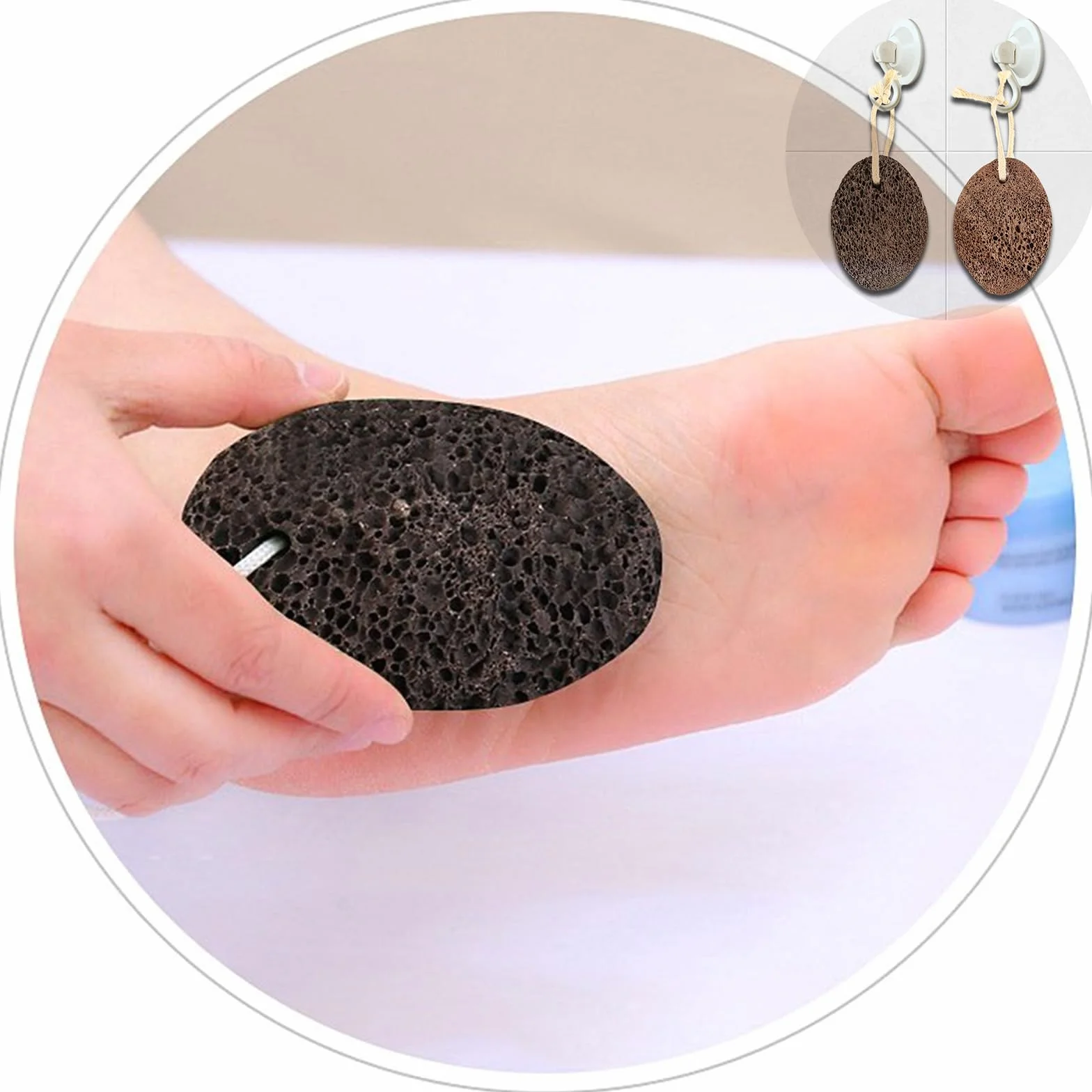 PHOGARY Piedra pómez natural para pies 1 pieza herramientas de pedicura removedor de callos exfoliación natural Negro