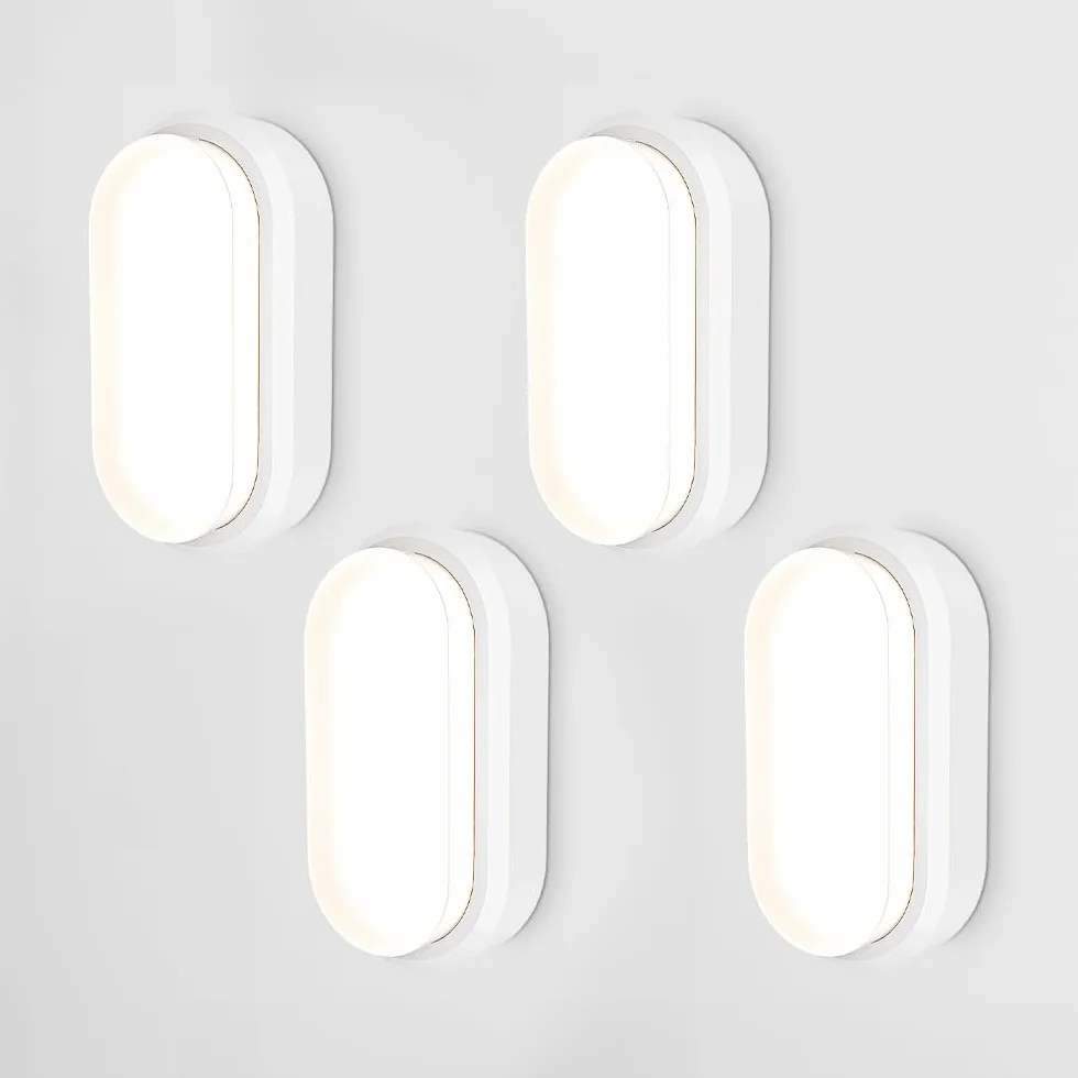 HOFTRONIC Lote 4 Lámparas LED Bodega Blanca 12W 1160lm IP54 4000K Aplique Pared Techo