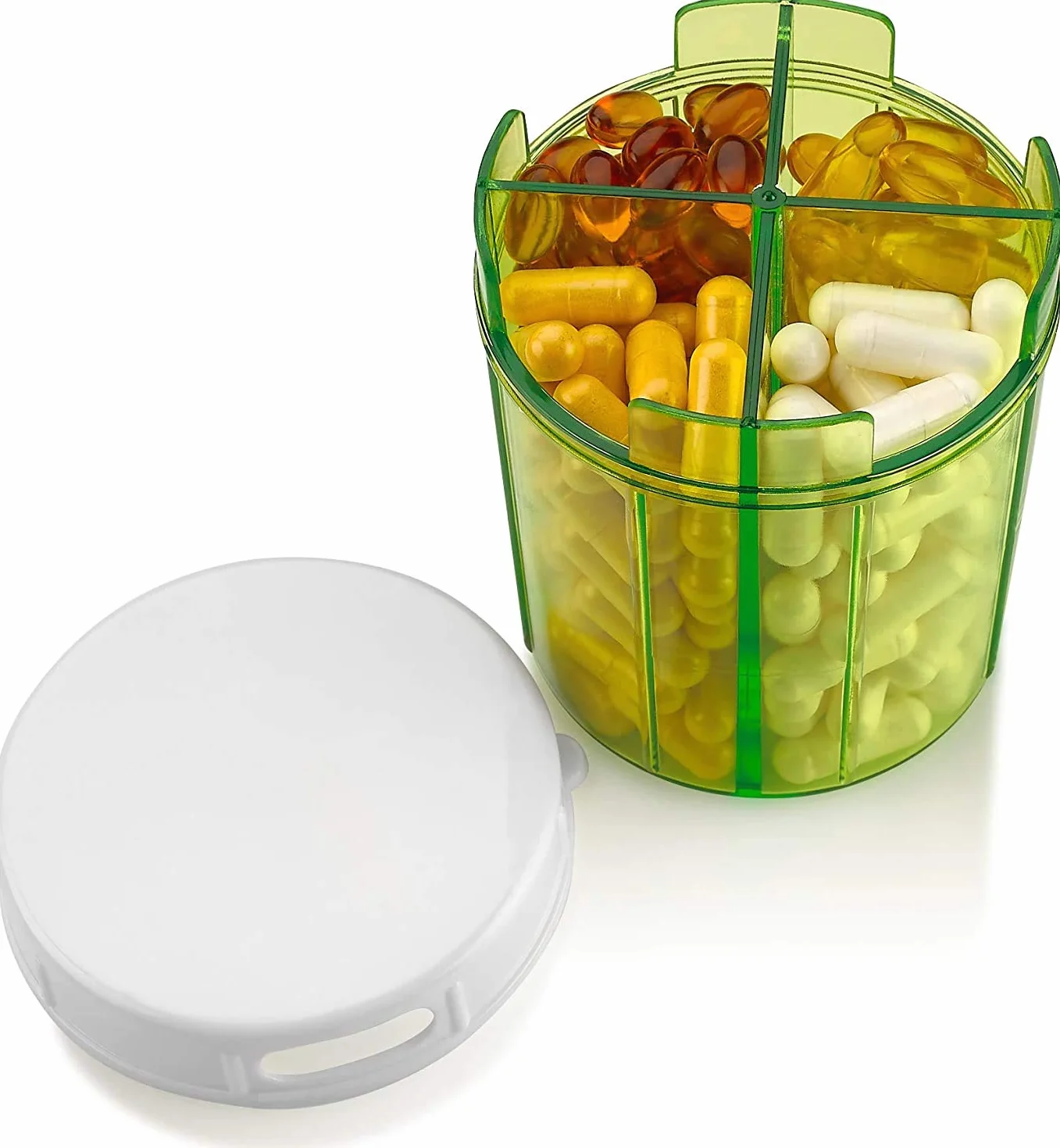 MEDca Dispensador de pastillas 4 compartimientos para medicamentos vitaminas suplementos