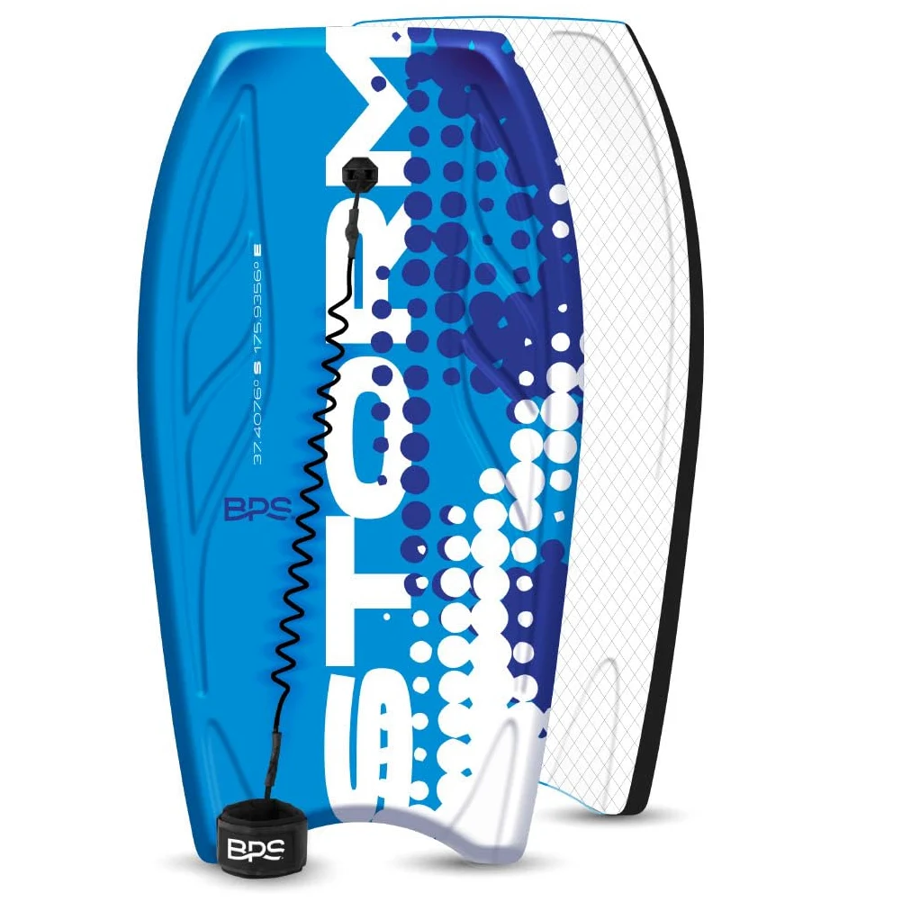 BPS 'Storm PRO' - Tabla de cuerpo de 108 cm para todas las condiciones de onda, tablas ligeras para playa con núcleo de EPS HDPE con parte inferior lisa IXPE con correa de muñeca y enchufe para niños