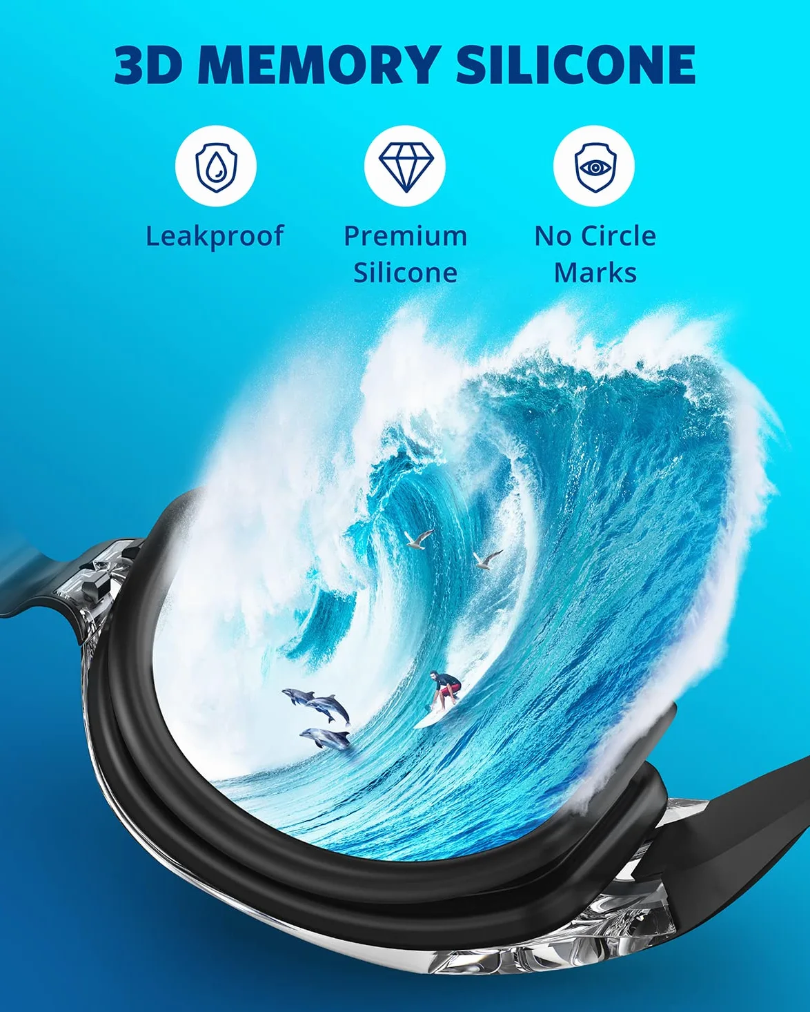 Aegend Gafas de natación, sin fugas, protección completa, adultos, hombres, mujeres y jóvenes..