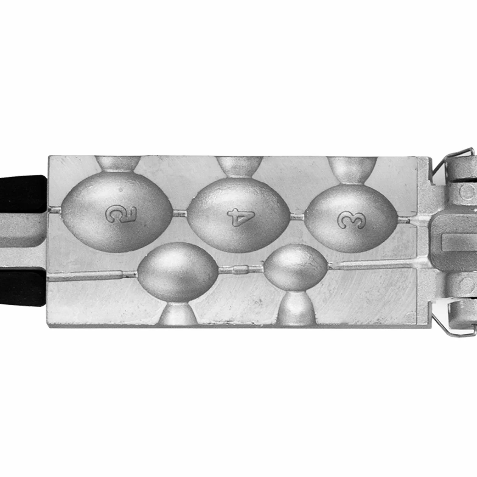 Moldes para plomos de huevo con 5 cavidades de molde, 1 onza, 2 onzas, 3 onzas, 4 onzas, 5 onzas, moldes de plomo con 2 pasadores de tracción