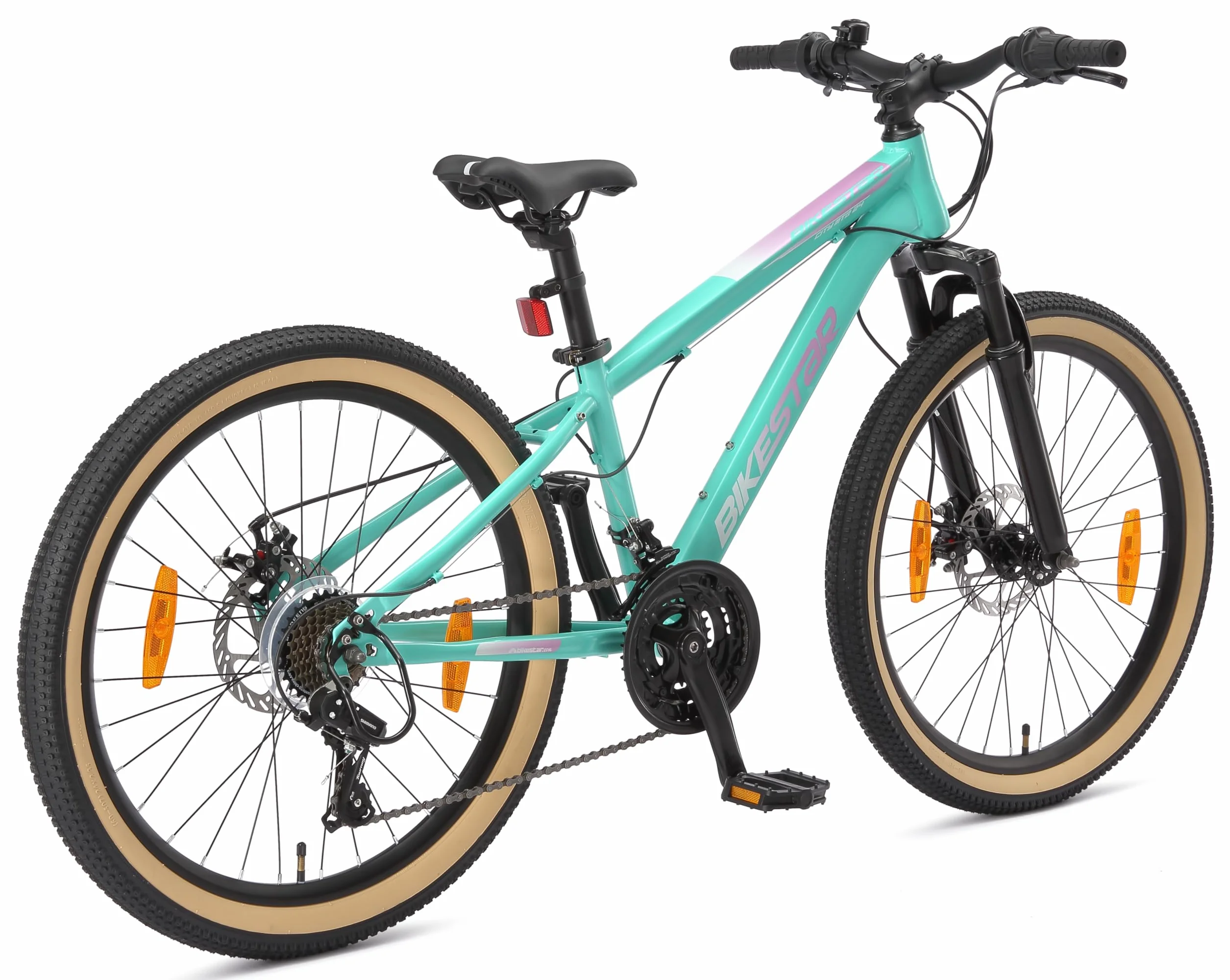 BIKESTAR Bicicleta de montaña Juvenil 24 Pulgadas de 8 años | Bici niños Cambio Shimano de 21 velocidades, Freno de Disco, Horquilla de suspensión