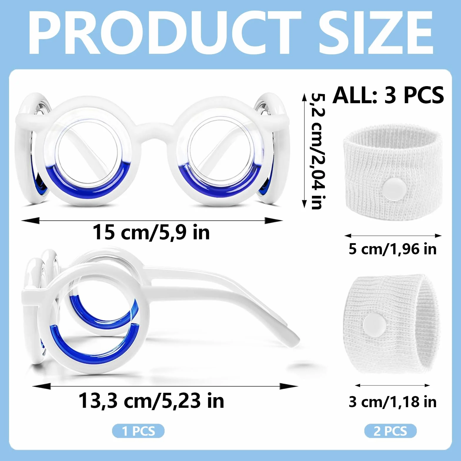 Lankai 3 Piezas Anteojos Antimareos Set, Pulseras Antimareo Niños Y Adulto, Aliviar El Mareo, Pulsera De Acupresión