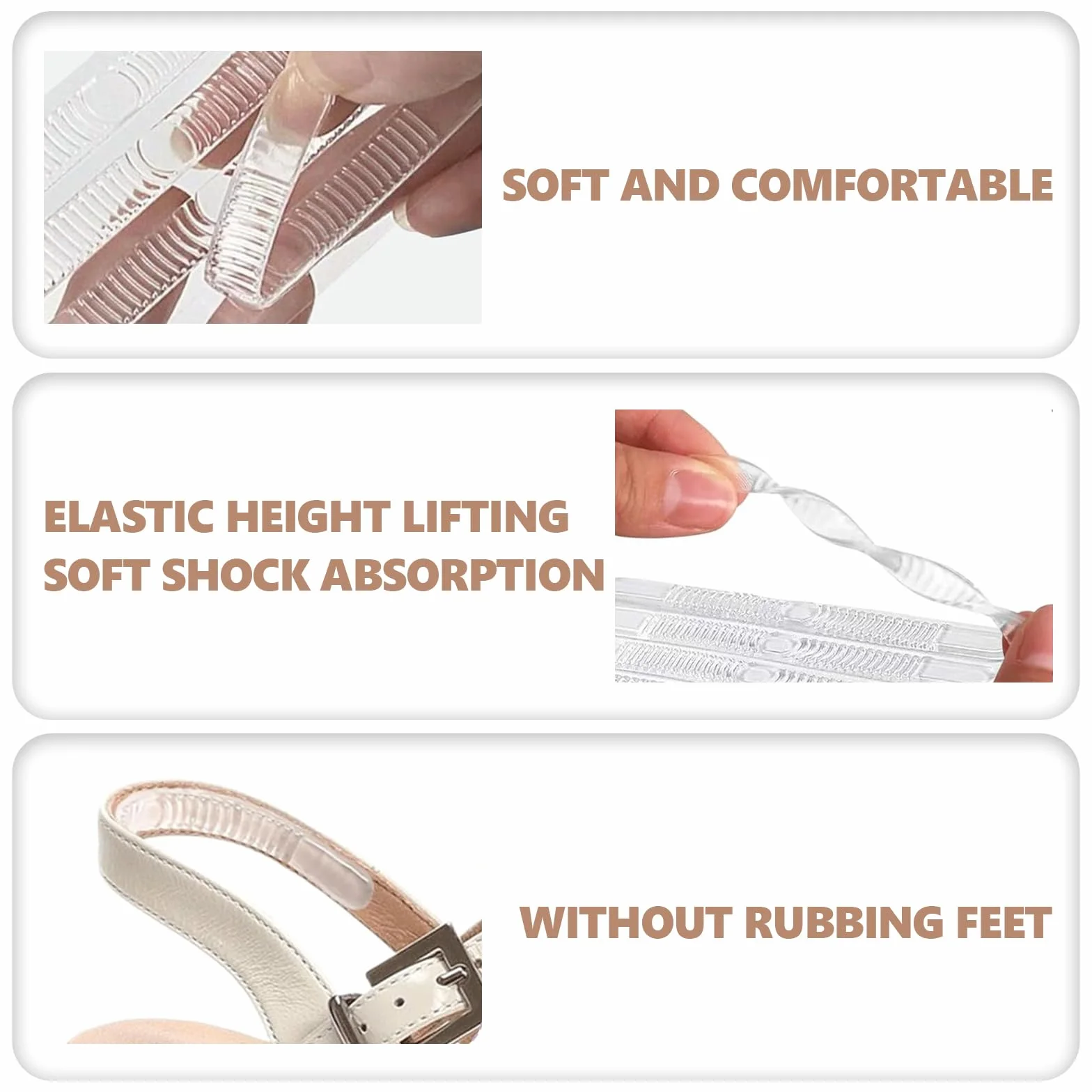 Correas de Silicona para Zapatos de Tacón Alto, Tiras Protectoras de Gel Antirozaduras, 16 Piezas