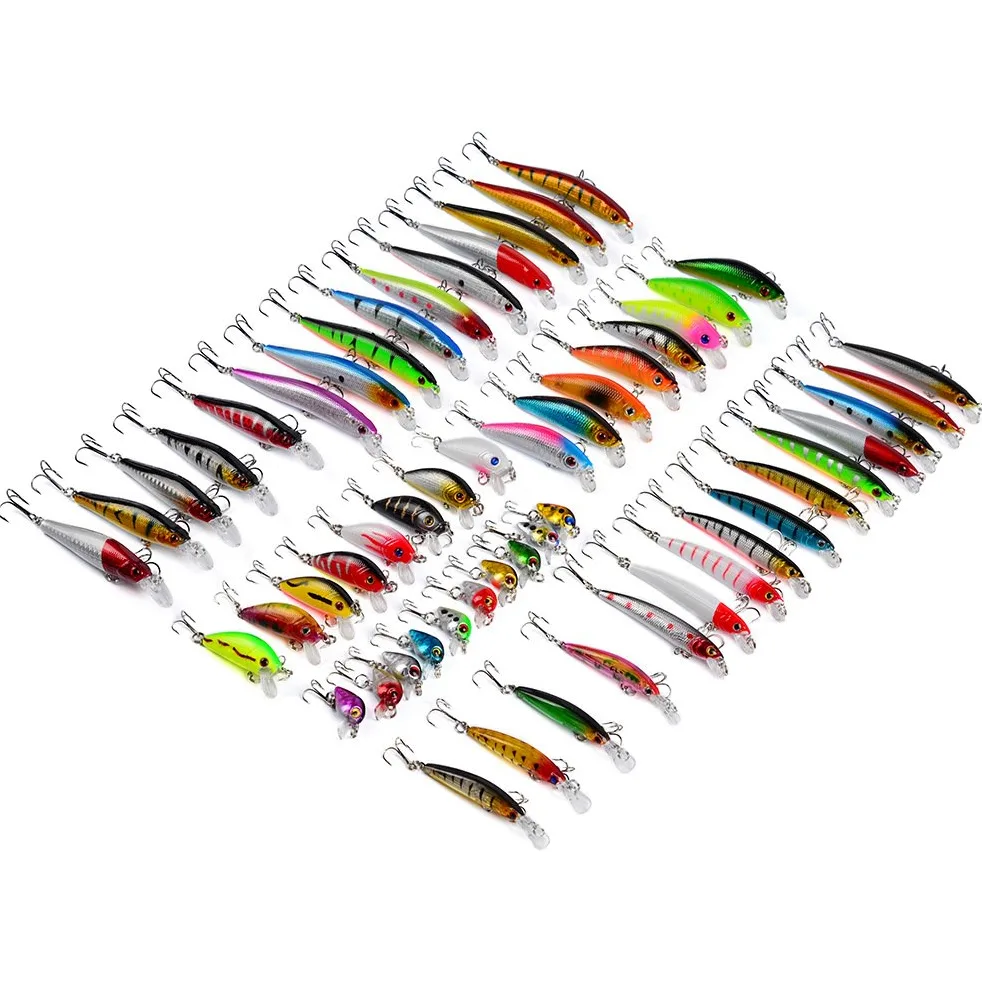 Señuelos de Pesca 56 Piezas Kits de Señuelos Pesca Accesorios Cebos Artificiales Articulos de Pesca - Cebo Pesca Biónicos Incluye Giratorios, Tipo Crank para la Pesca, Trucha, Bagre, Salmón y Lucio