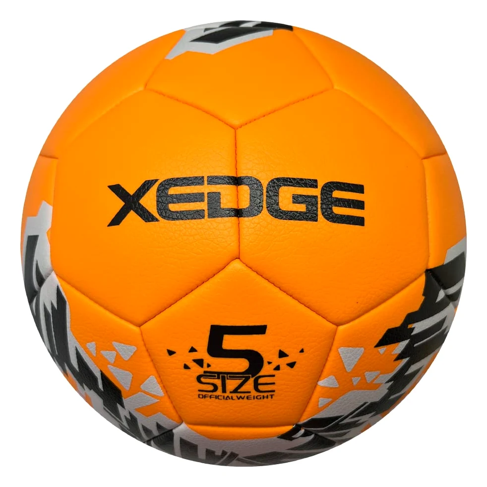 XEDGE Balón de fútbol de tamaño oficial, bola de entrenamiento de tamaño 5 para niñas, niños, jóvenes adolescentes, adultos, cosido a máquina para juegos en interiores y exteriores (naranja, talla 5)