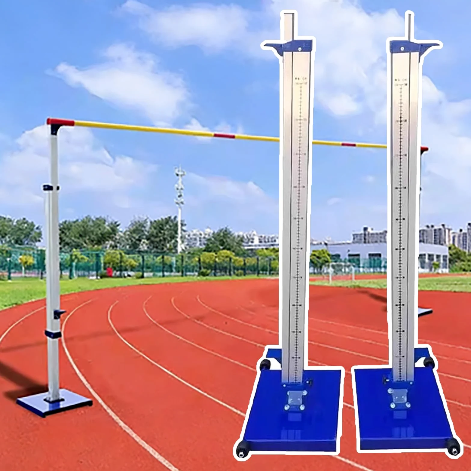 Competition Athletic High Jump Standards, soporte de entrenamiento de salto resistente con base, probador de pista esencial para la escuela secundaria