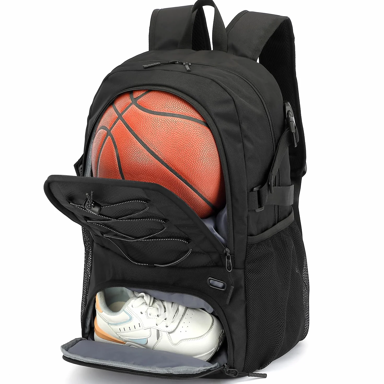 Bolsa de Baloncesto Mochila de Fútbol con Soporte para Pelota y Compartimento para Zapatos