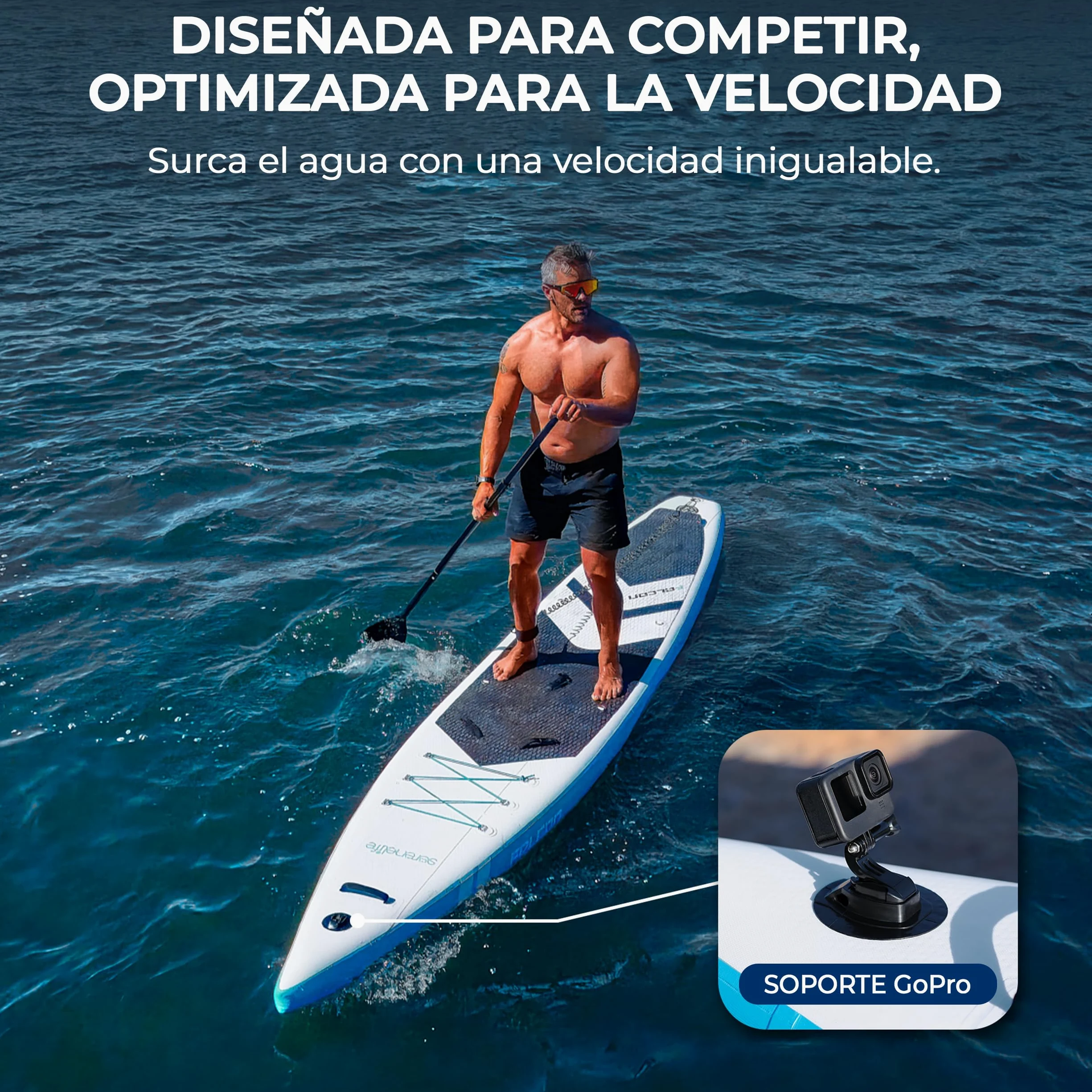 SereneLife Tabla Paddle Surf Hinchable, con Ventana, Paddle Board, Diseño Estable, Almohadilla de Cubierta EVA Antideslizante, Accesorios Premium para Sup, Soporte para GoPro, Capacidad de 158.7kgs