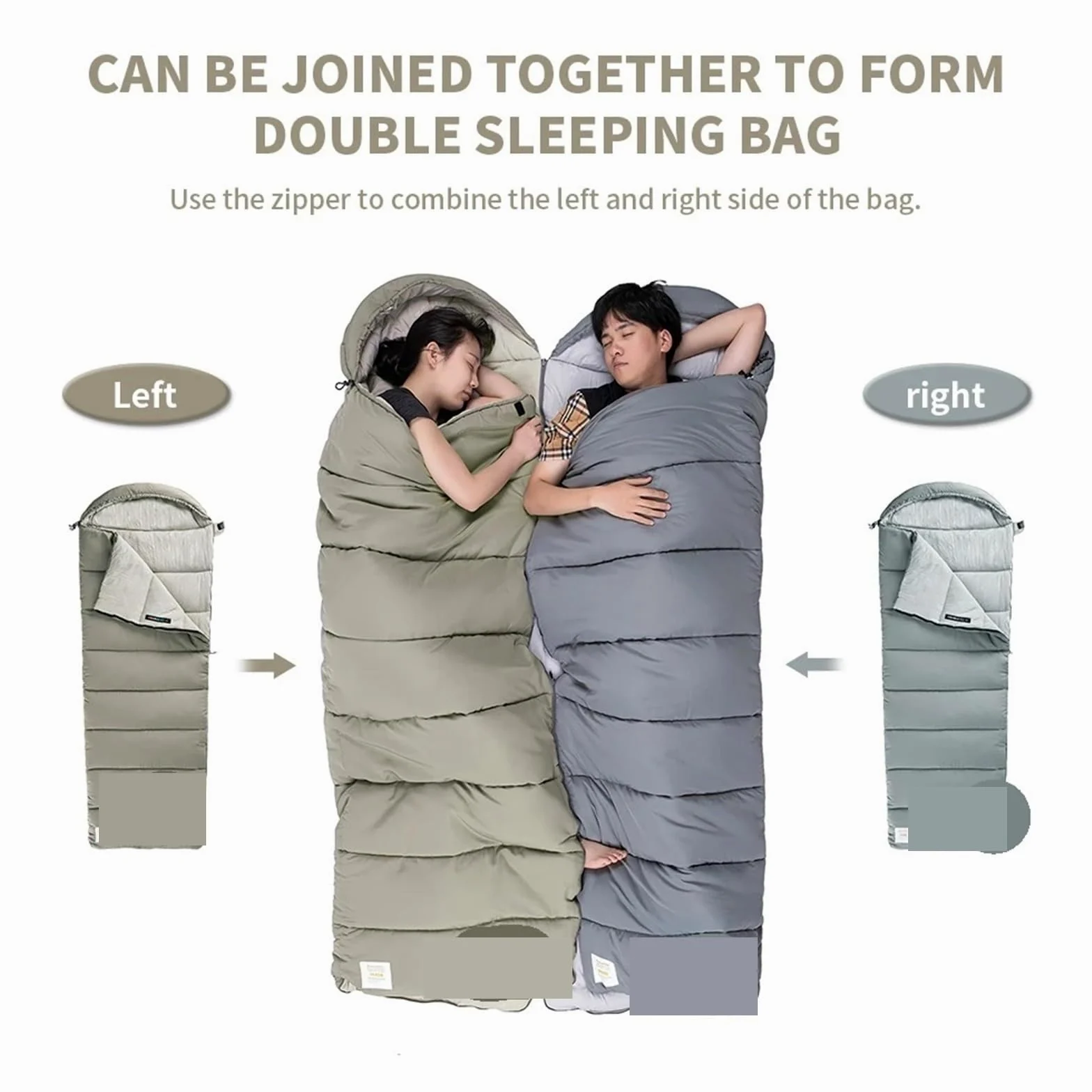 Saco De Dormir Saco de Dormir Ligero, Saco de Dormir Doble for Acampar, Saco de Dormir de Invierno Lavable a máquina Sleeping Bag para Camping Y Senderismo(Light Yellow)