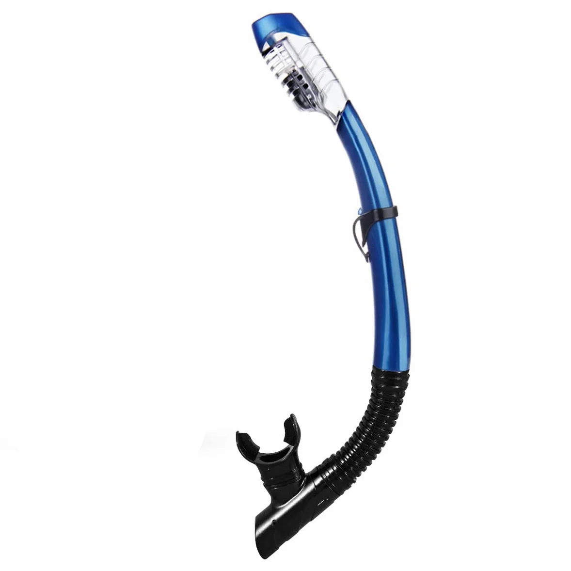 AQUA A DIVE SPORTS Snorkel seco de fácil aliento para esnórquel, buceo, natación, con válvula de secado superior y boquilla de silicona de grado alimenticio para adultos y jóvenes (SN115-1 azul)