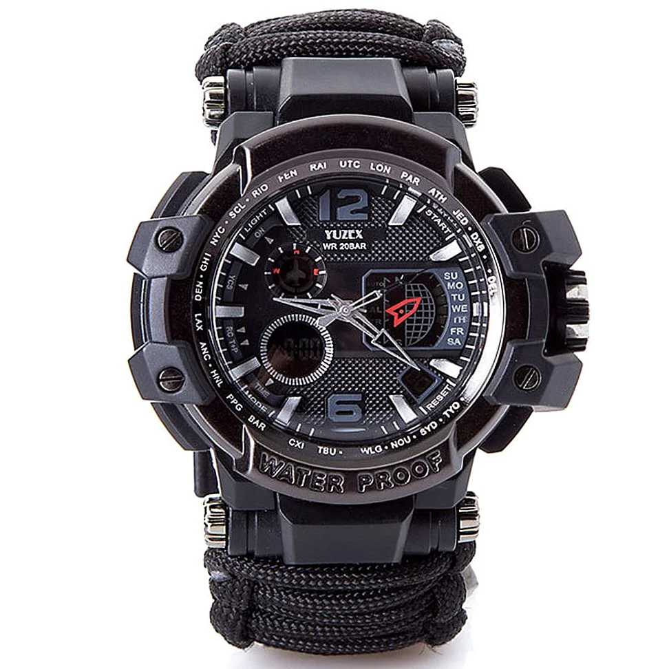 Reloj de Paracord táctico Militar Impermeable multifunción, Reloj de Supervivencia al Aire Libre para Hombres, Relojes de Pulsera Deportivos con termómetro de brújula