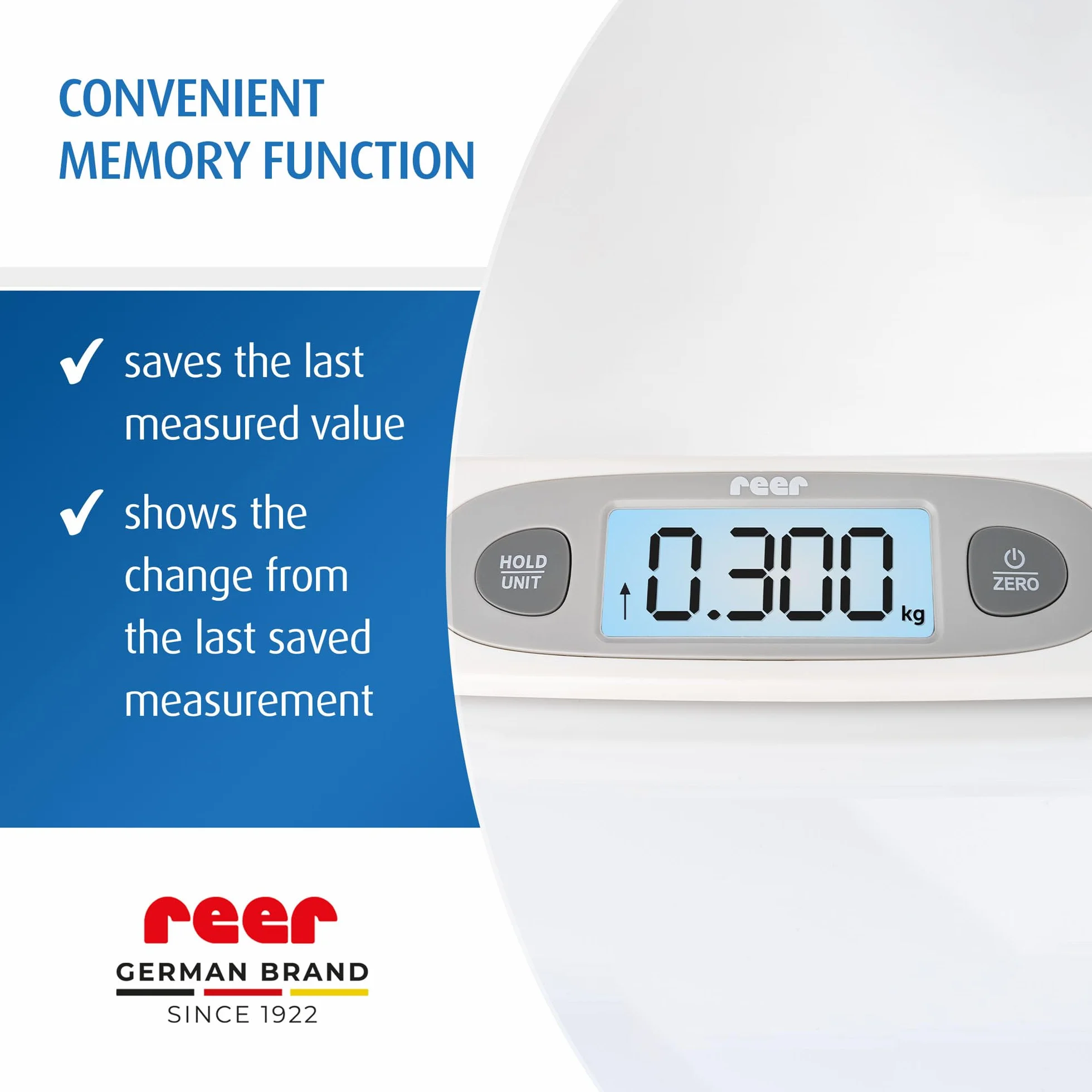 Báscula Ergonómica para Bebés reer BabyCare 25 kg Precisión 5 g LCD