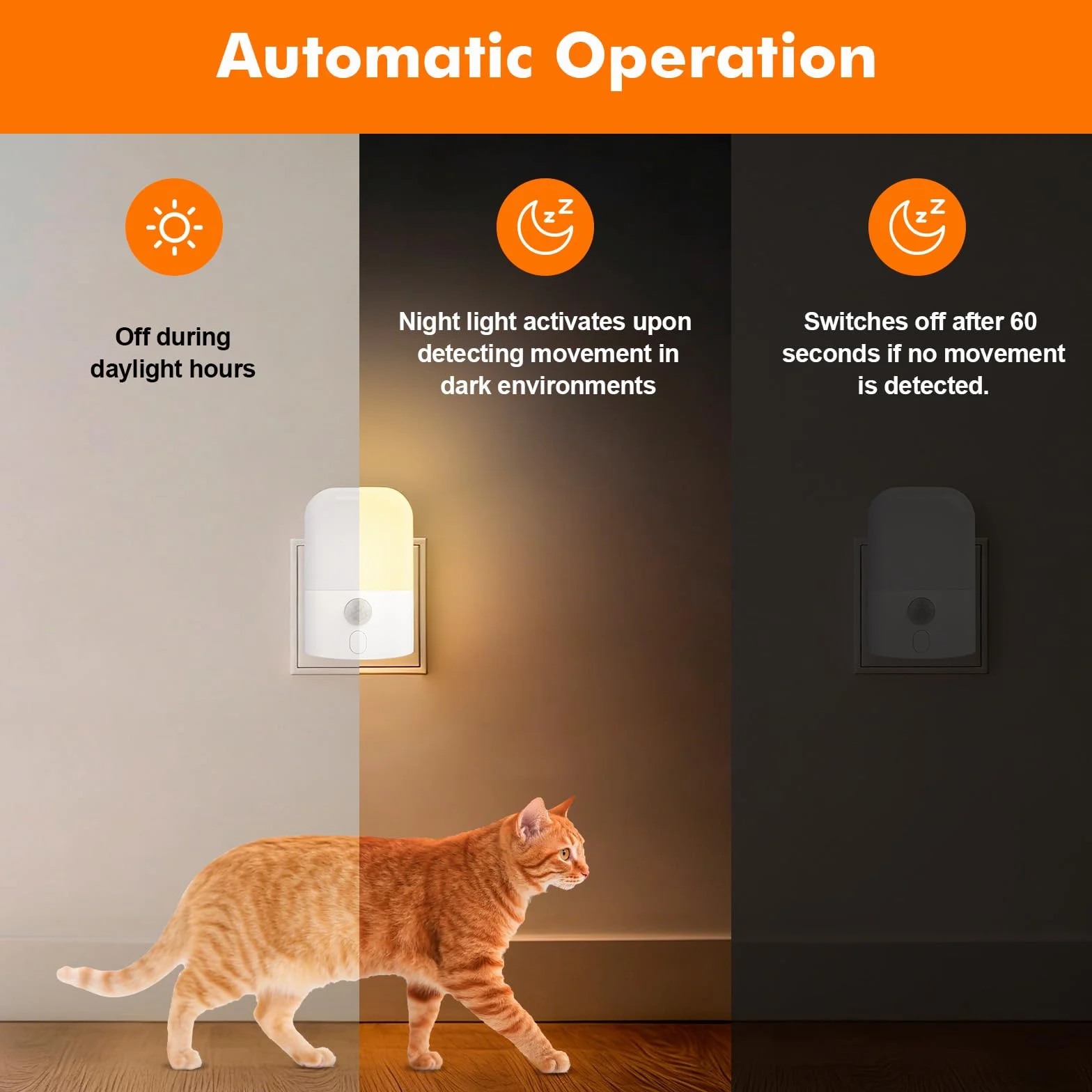 GRIFEMA GD103-1 Luz Nocturna Infantil 5 Niveles Brillo Ajustables Sensor Movimiento 2700K Blanco Cálido
