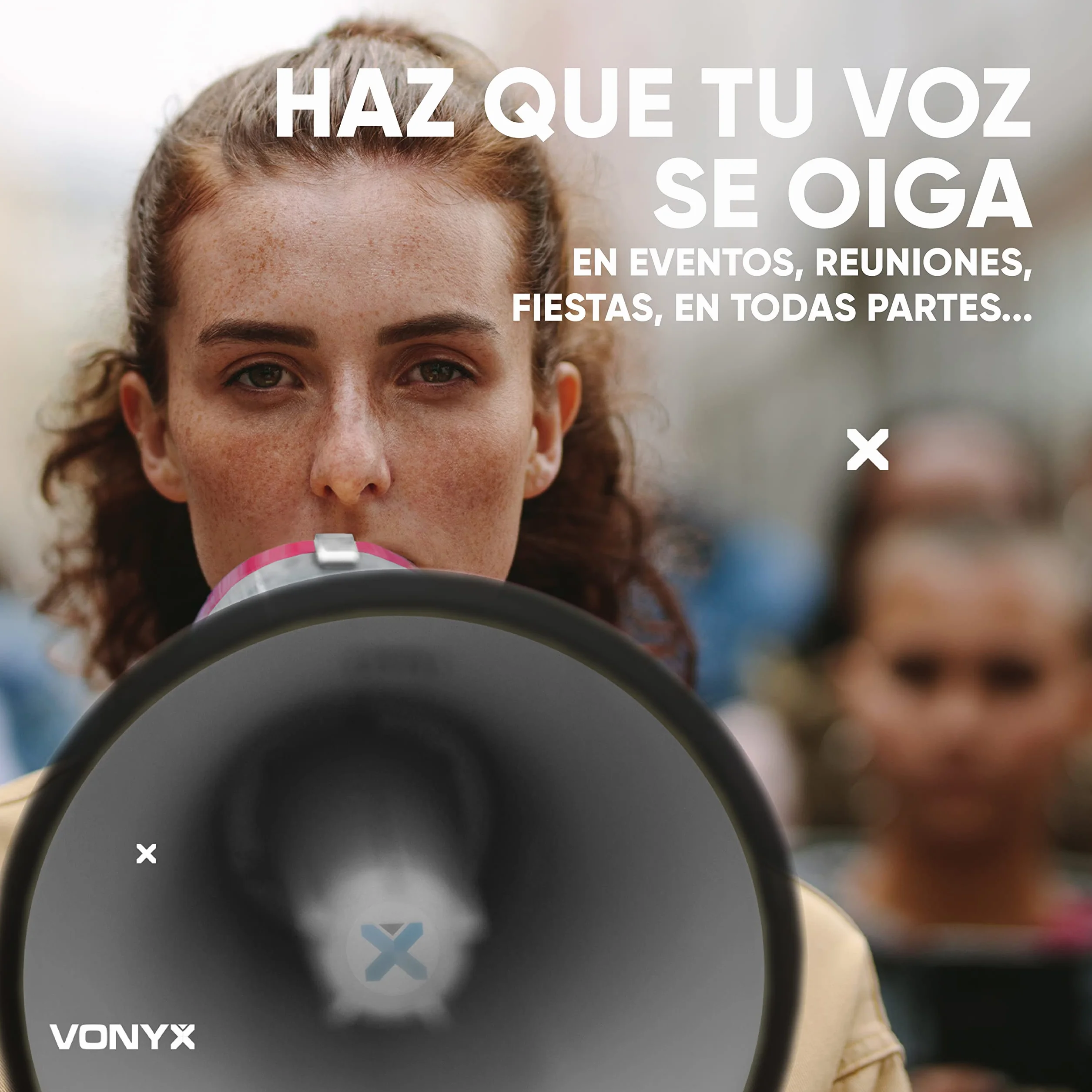 Vonyx MEG040 Megáfono Portátil 40W, Alcance 1 km, Micrófono, Grabación y Sirena