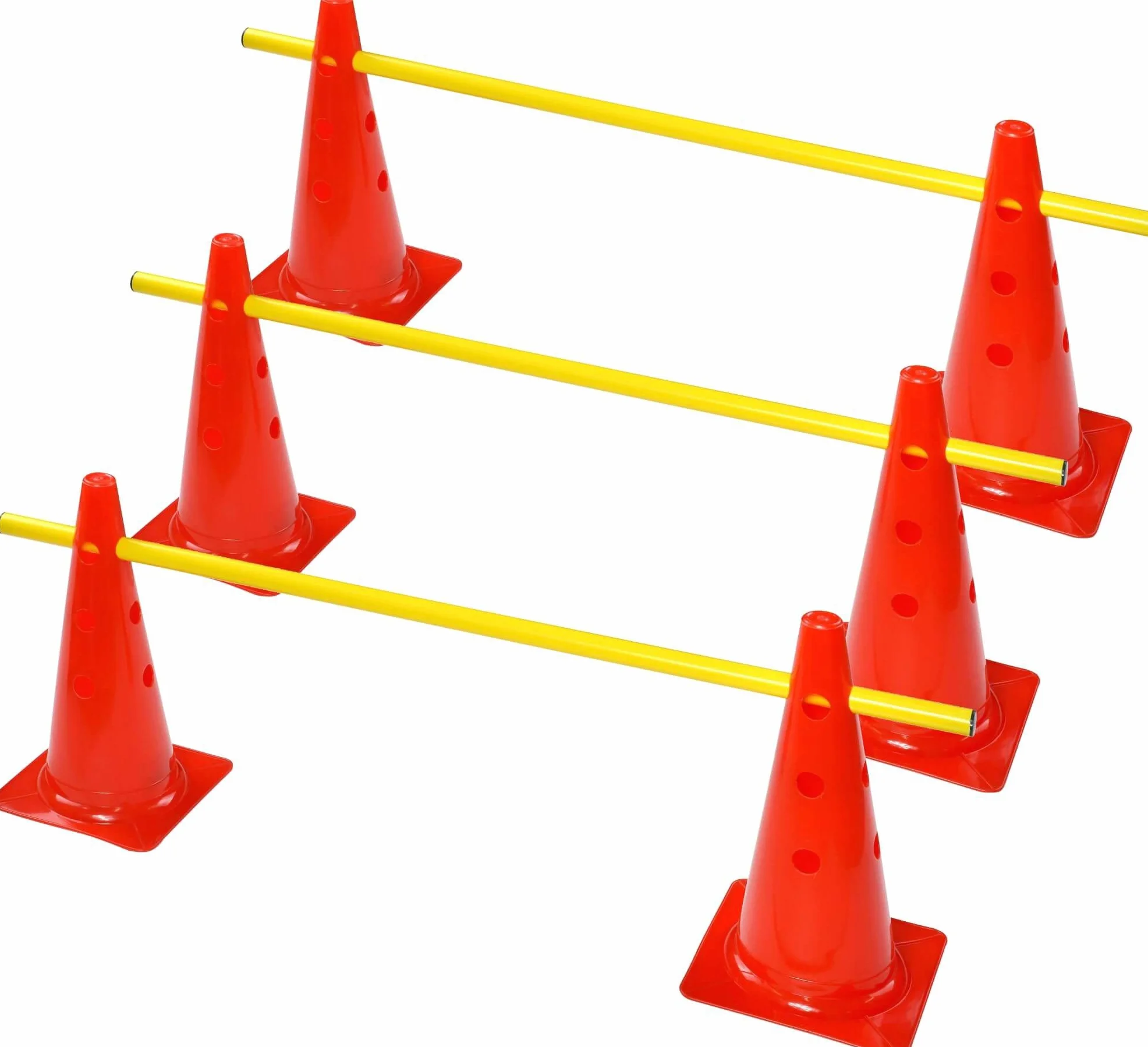 ranuras Juego de vallas, 6 multifunción Cono (30 cm), incluye 3 barras de entrenamiento (1 m)