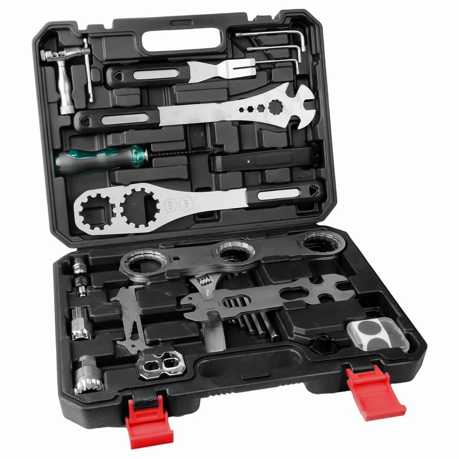 Kit De Herramientas Para Bicicleta Llave resistente con estuche | Herramientas Reparación Ciclismo para cadena, freno, neumático, sillín, y para en casa, taller y garaje