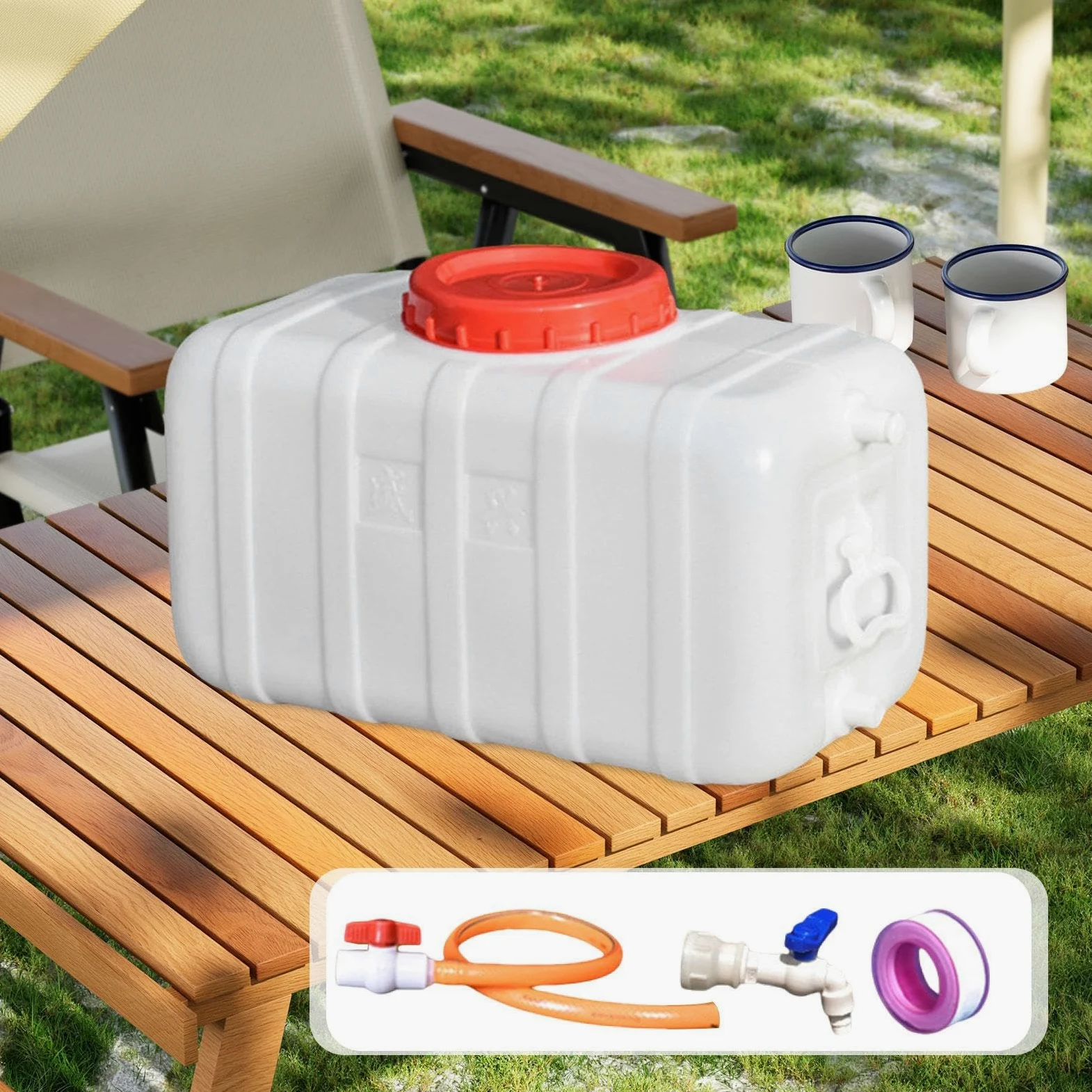 KESOTO Depósito de Agua para Uso Móvil, Garrafa con Grifo Y Manguera, Contenedor Horizontal para Vehículos.