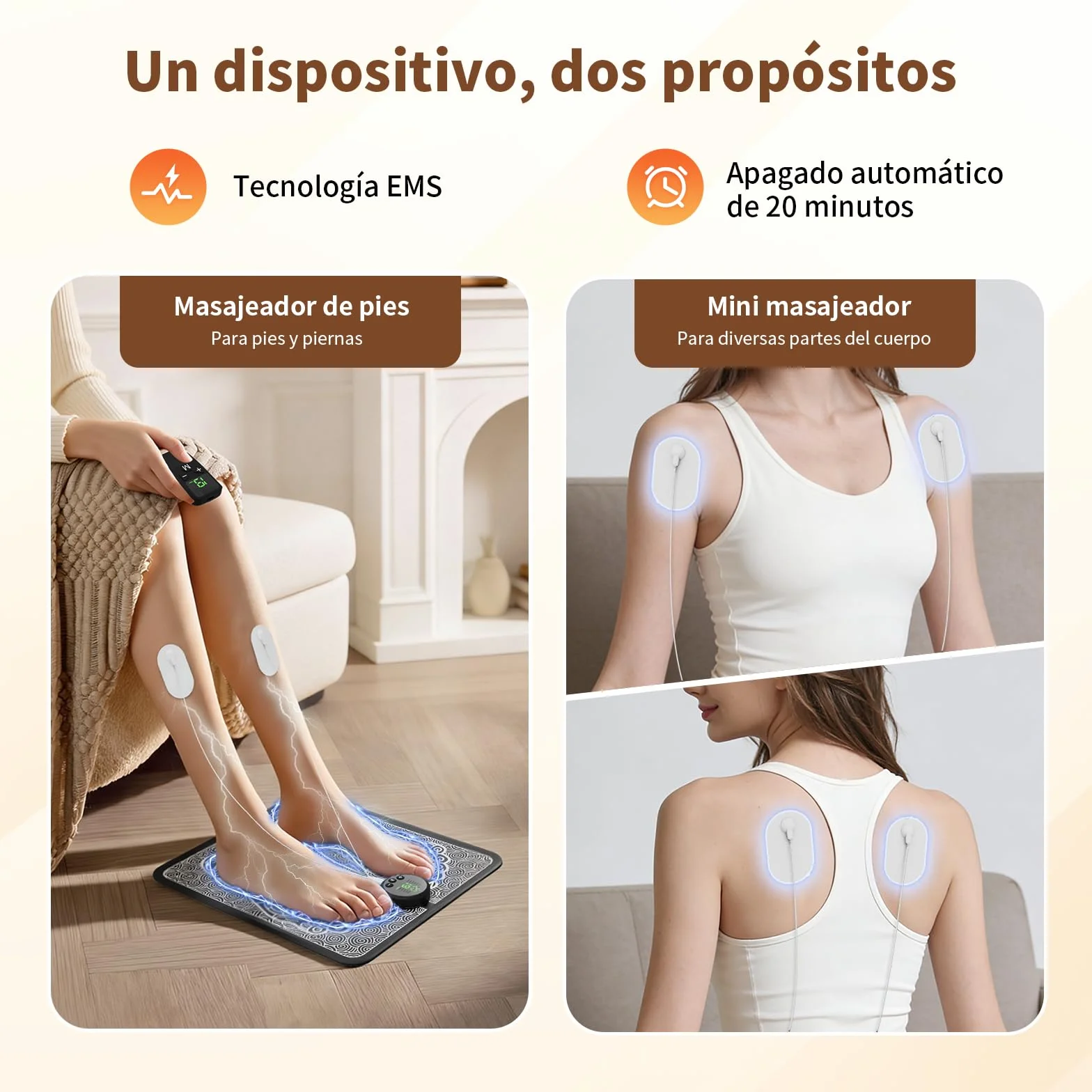 Estera Masajeadora de Pies EMS, Masajeador Eléctrico Plegable con 12 Modos y 19 Niveles de Intensidad para Circulación y Alivio del Dolor