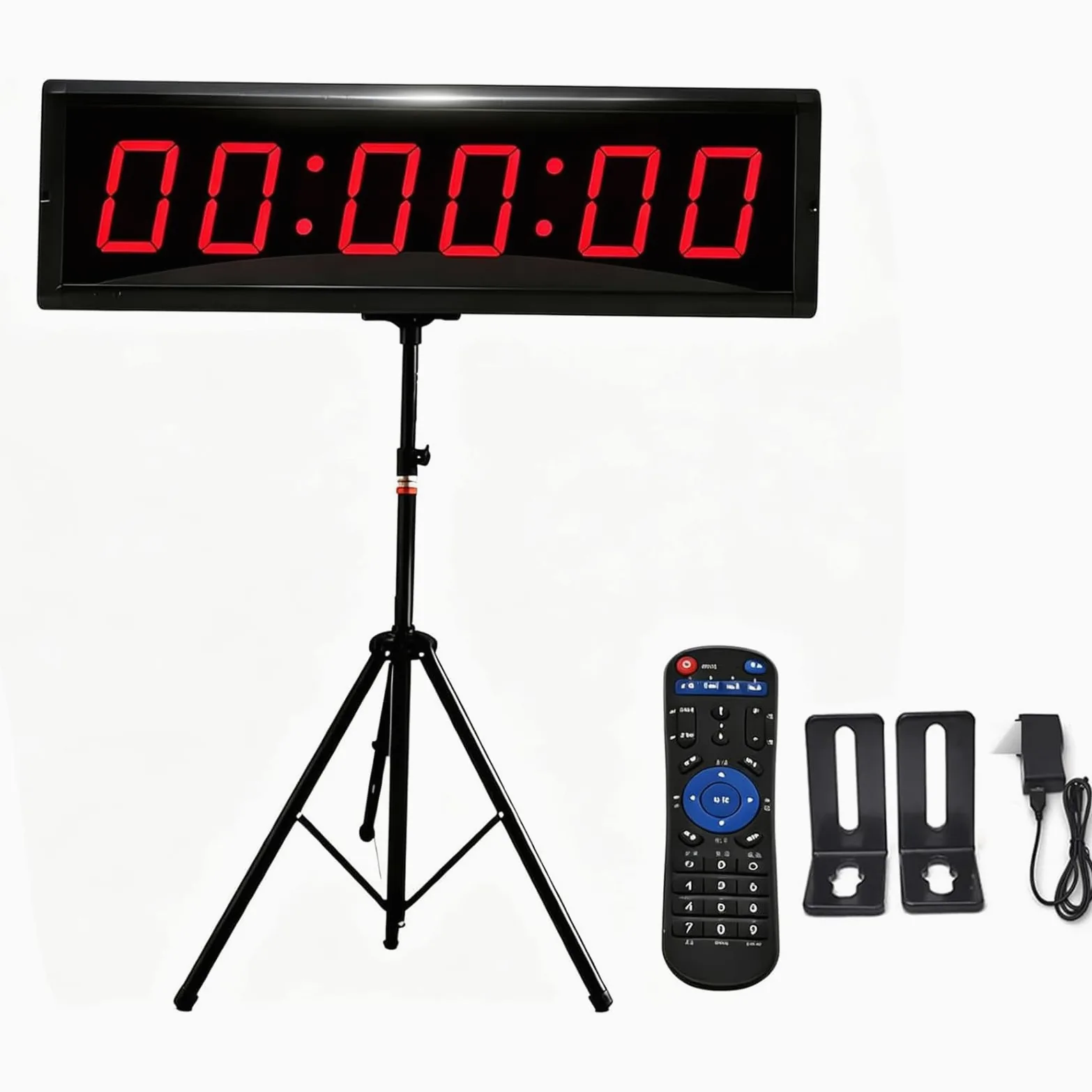 NGARY Reloj De Carrera Led, Temporizador De Doble Cara De 6 Dígitos De 1,5 Pulgadas con Trípode, Sincronización Positiva/Ciclo/cronómetro/Modo De Cuenta Regresiva Y 20 Grupos De Memoria De Datos