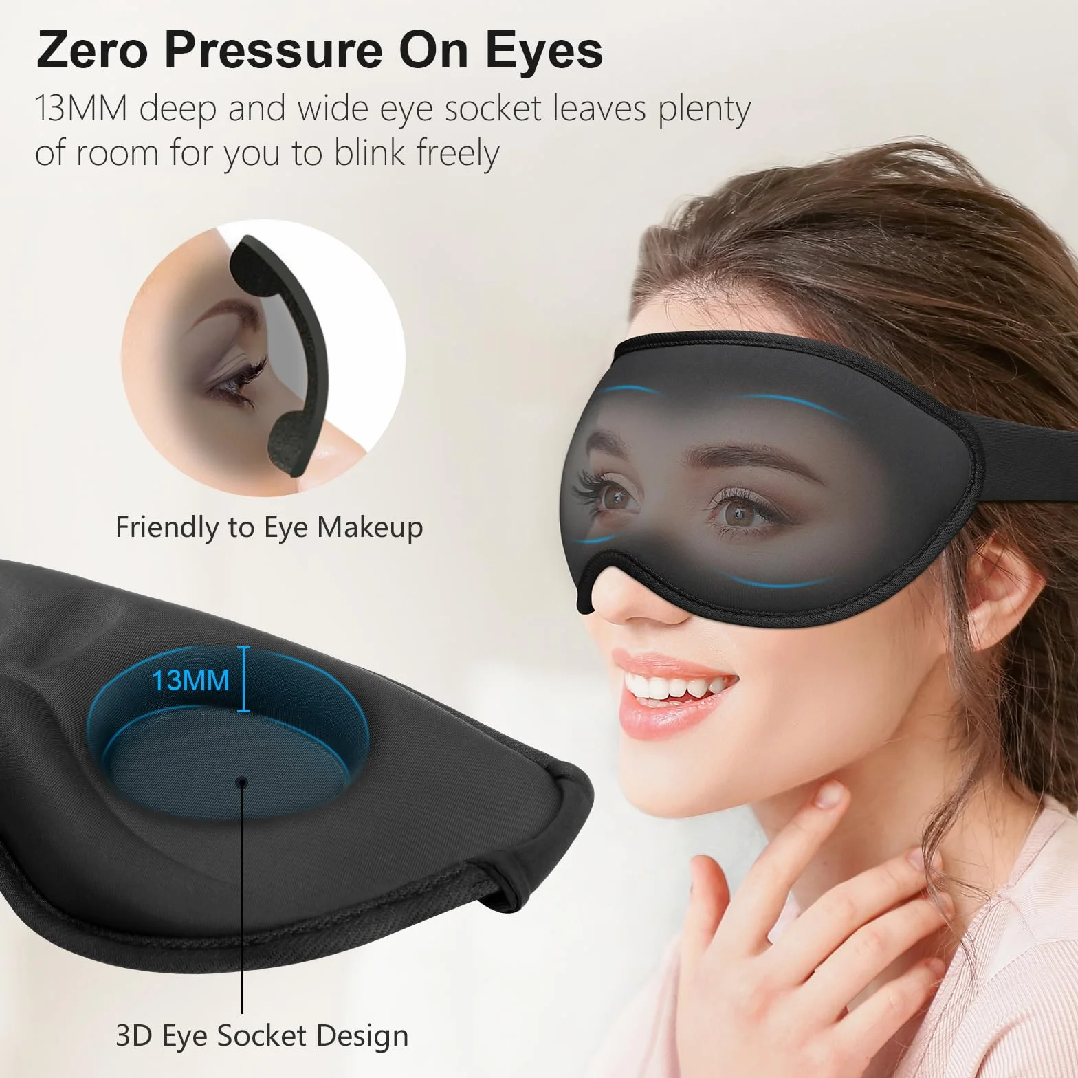 Gritin Antifaz para Dormir 3D Sin Presión Ocular Sleep Mask con Tapones para Dormir