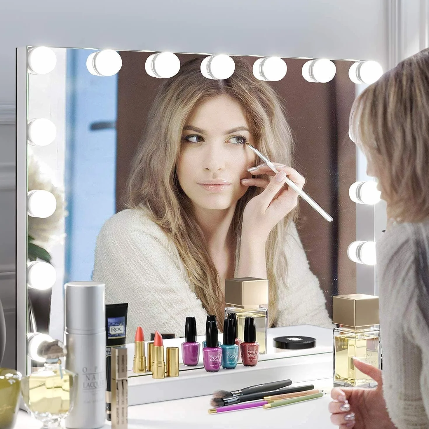 Auauraintt LED para espejo luces Hollywood regulables 3 colores lámpara de maquillaje ropa vestidor baño