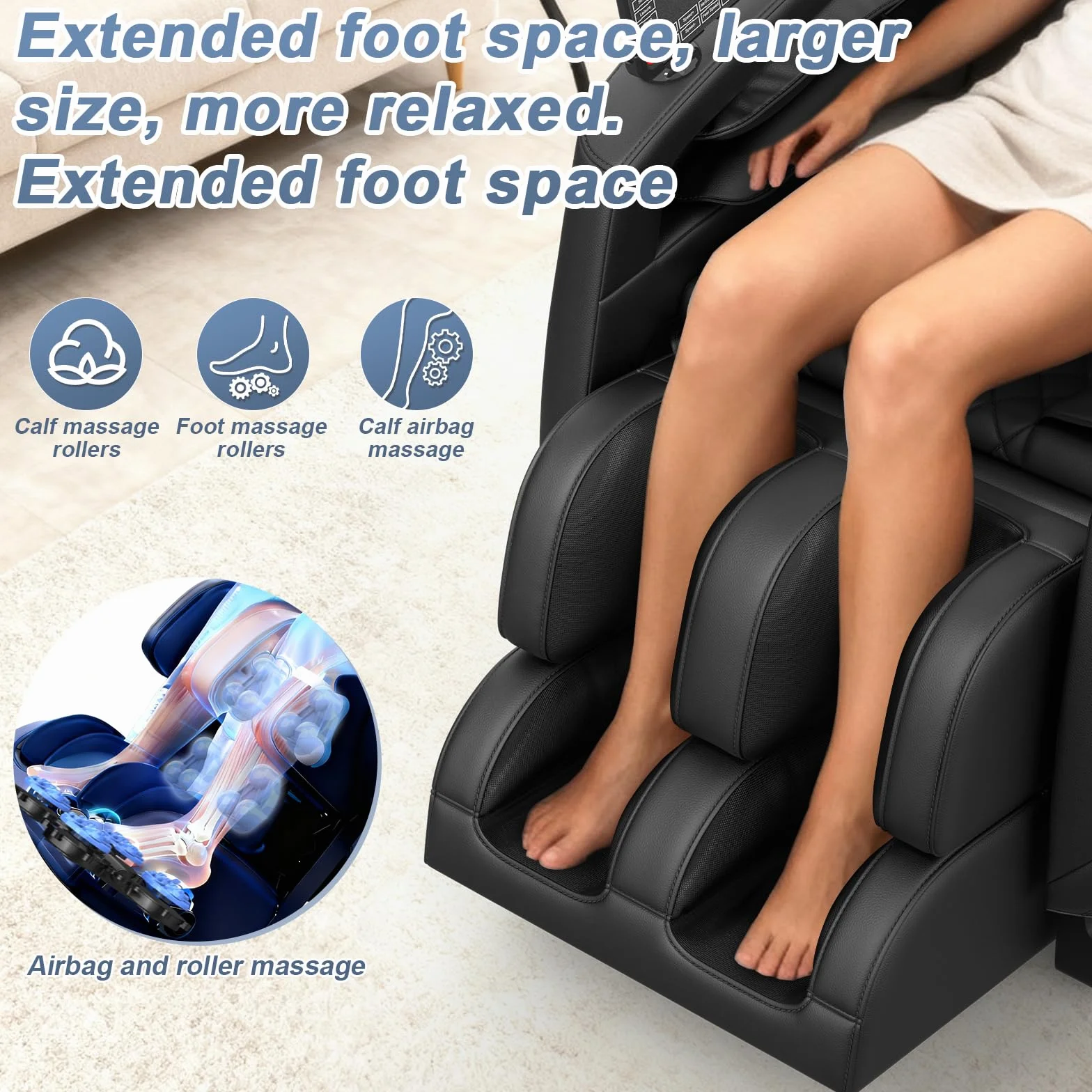 Sillón de Masaje de Cuerpo Completo con Gravedad Cero, 16 Puntos de Masaje, 8 Airbags, Calefacción Lumbar y Bluetooth
