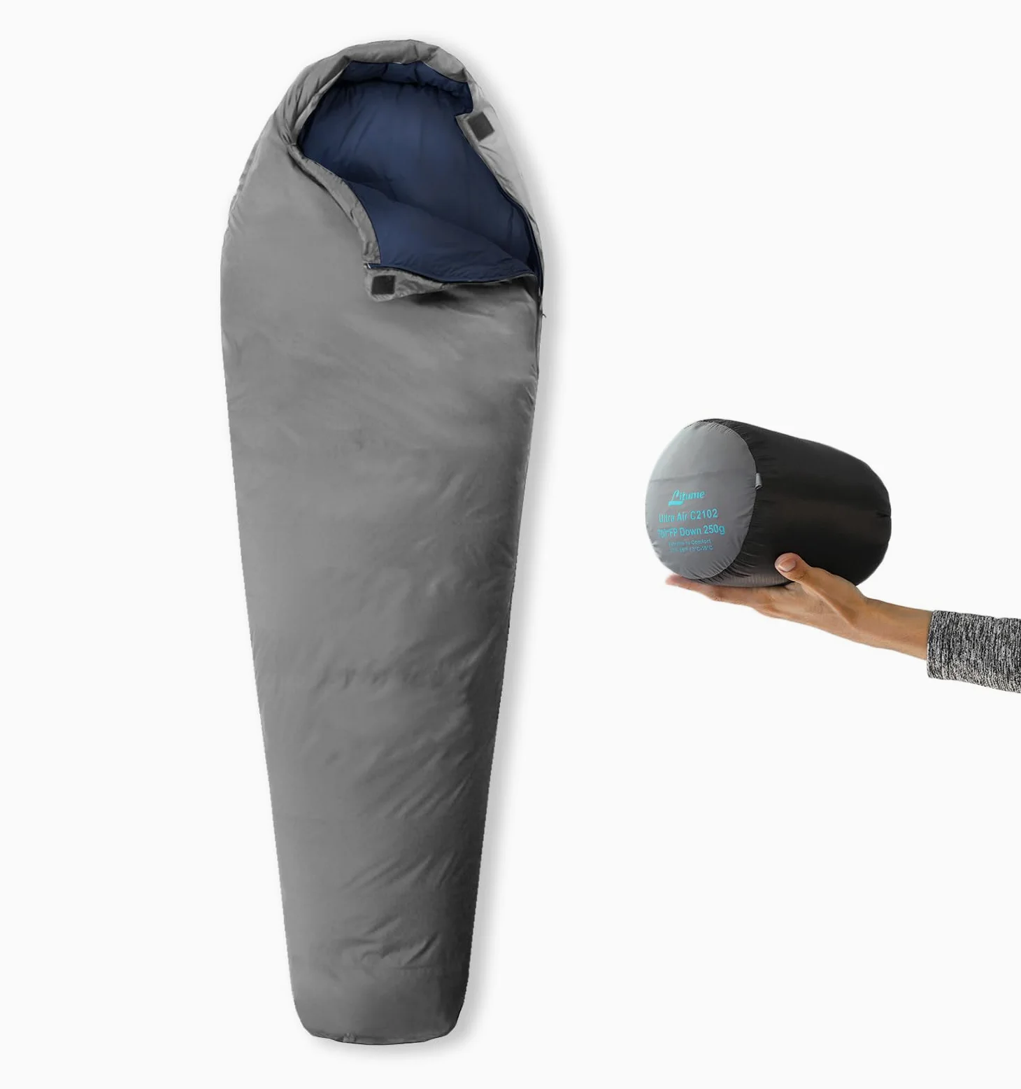 Litume Saco de Dormir Ultraligero y Compacto para Verano y 3 Estaciones, con 700+ Fill Power de Plumas, Saco Mumiiforme Portátil para Senderismo, Viajes, Camping y Mochilear Adultos montañismo