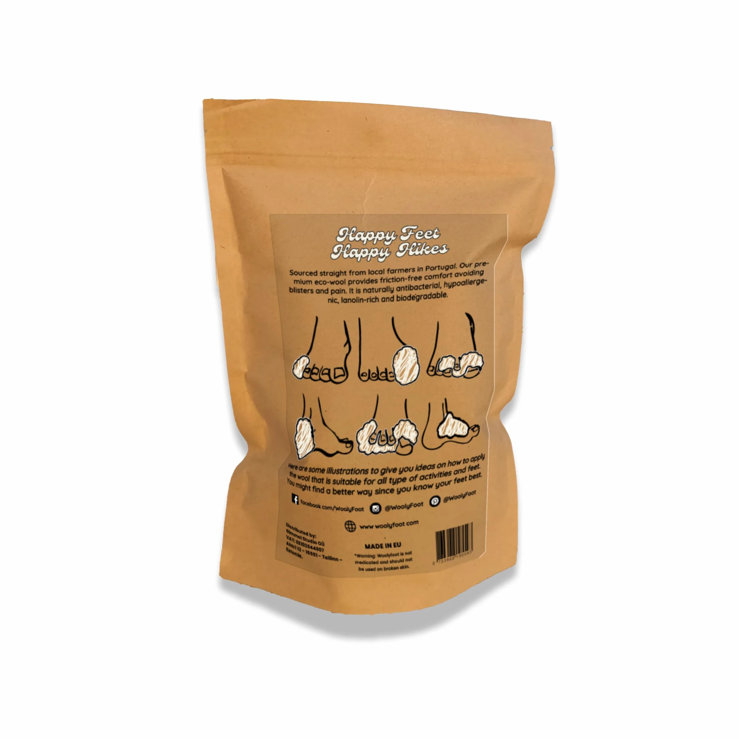 WoolyFoot Lana de oveja rica en Lanolina Paquete 30 g para prevención de ampollas y alivio de presión en los pies
