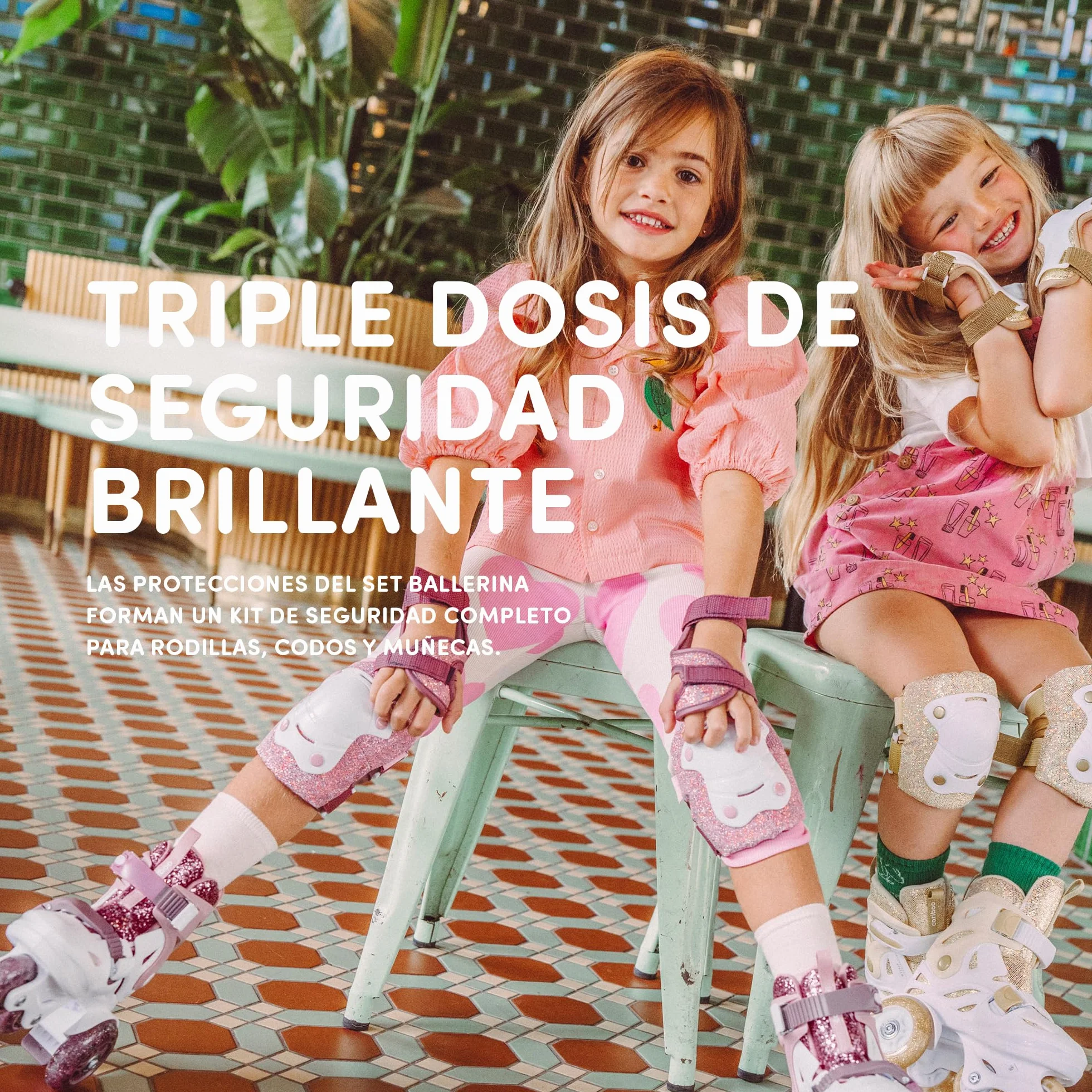 Cariboo Patines para Niños - Ajustables - para Principiantes - Set con Protectores de Rodillas, Codos y Muñecas - Ballerina