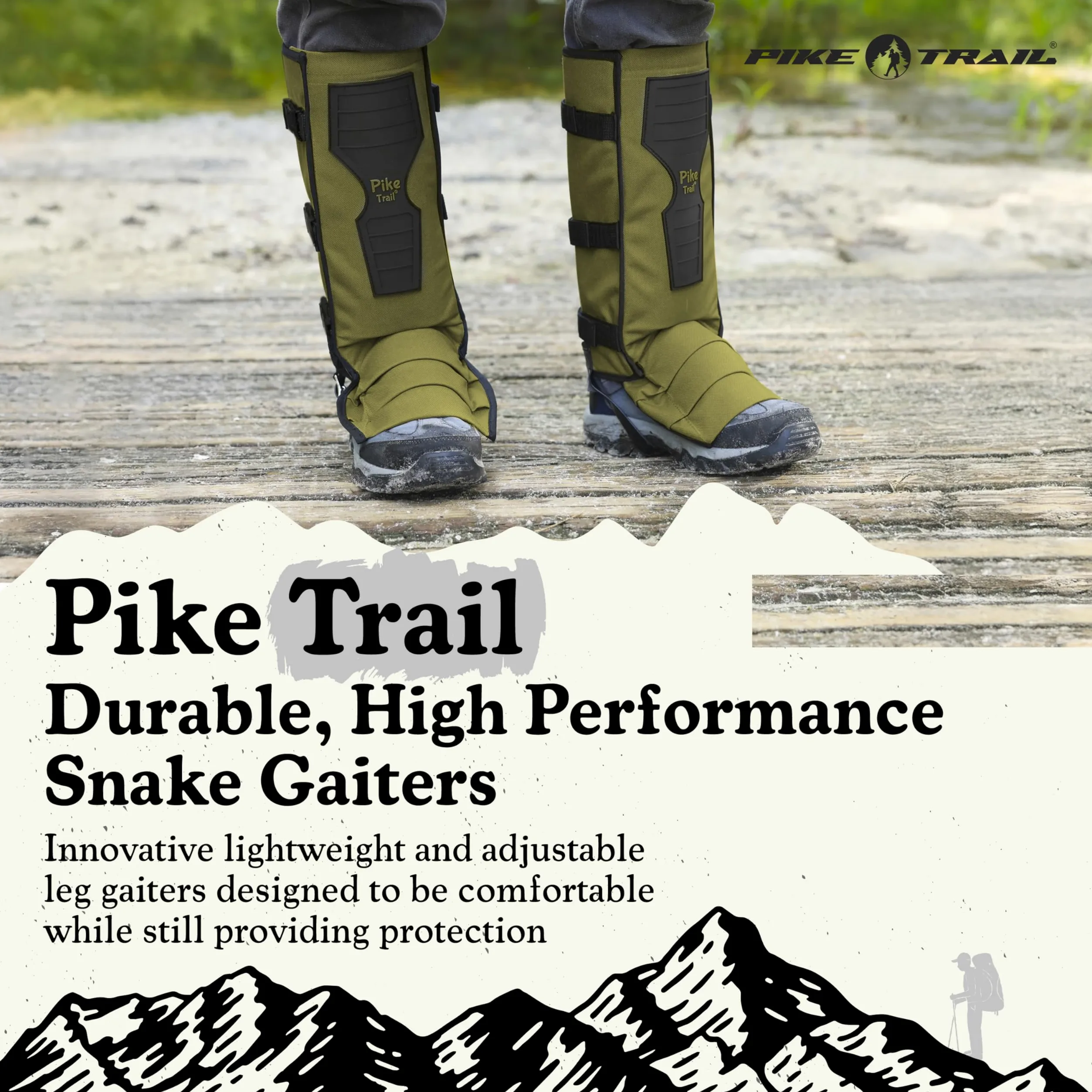 Pike Trail Polainas para patas de serpiente: protección de alto rendimiento para excursionistas y cazadores, impermeables, protección contra mordeduras, duraderas, antiserpientes, equipo para