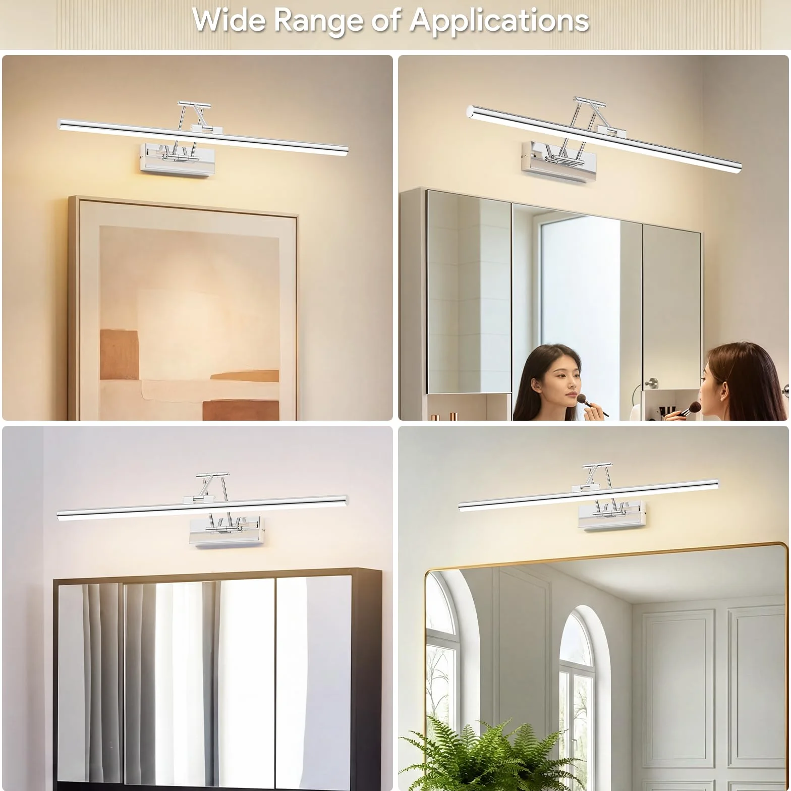 Klighten LED Lámpara de Espejo 60cm 20W 1500LM IP44 3000K Chrome