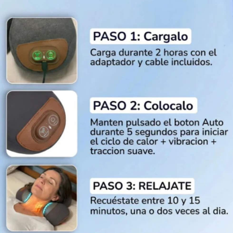 Almohada CerviFlex de masaje cervical 3 en 1 térmica espuma viscoelástica ergonómica