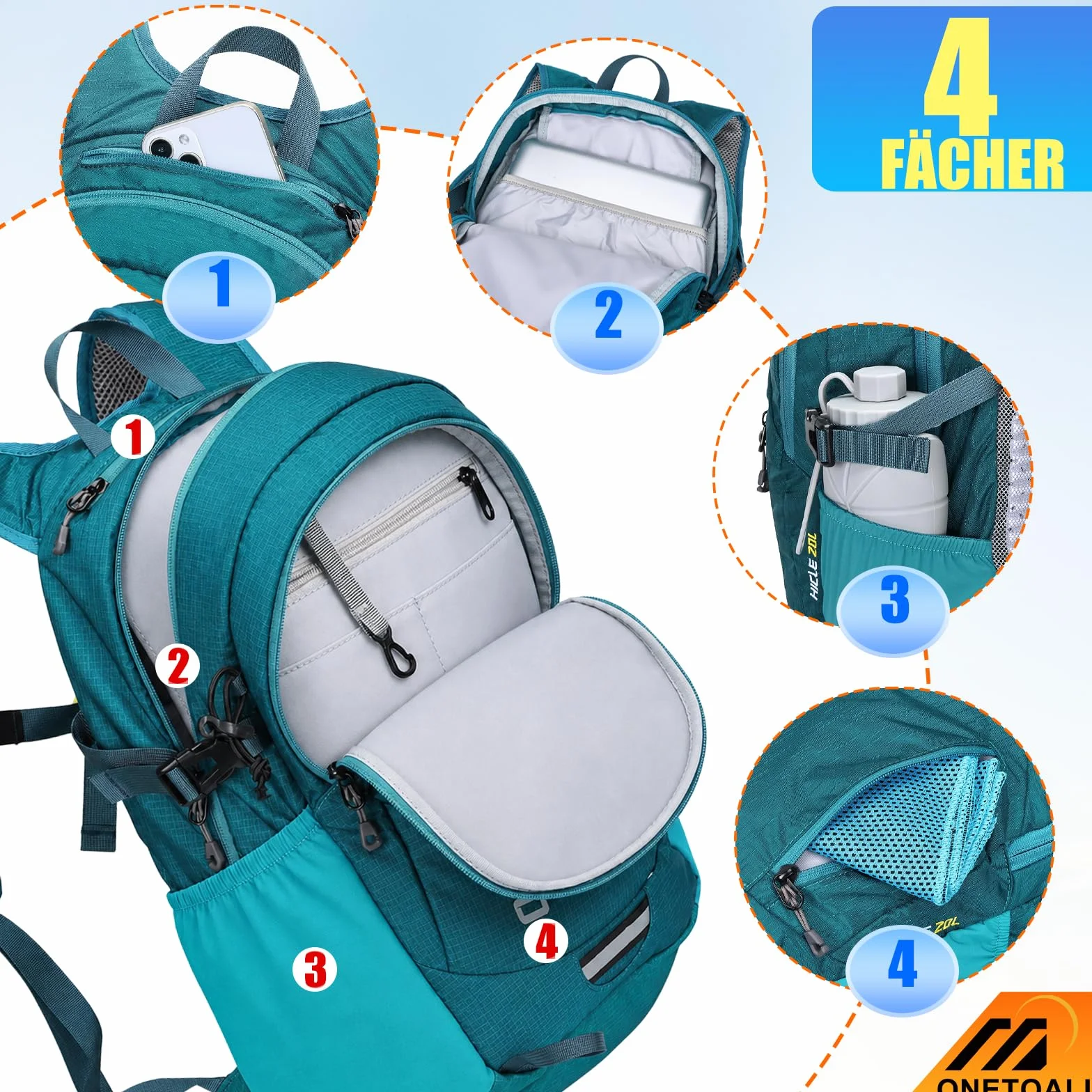 Mochila Senderismo 20L/30L Antirrobo Impermeable Ultraligera Transpirable para Hombre Mujer