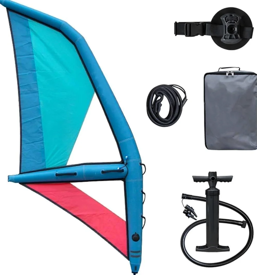 ala De Viento Inflable Profesional, ala De Surf Inflable De 4,2 M², Vela De Foil De Mano para Windsurf, Tela Oxford + PVC, Azul Y Roja, para Surf