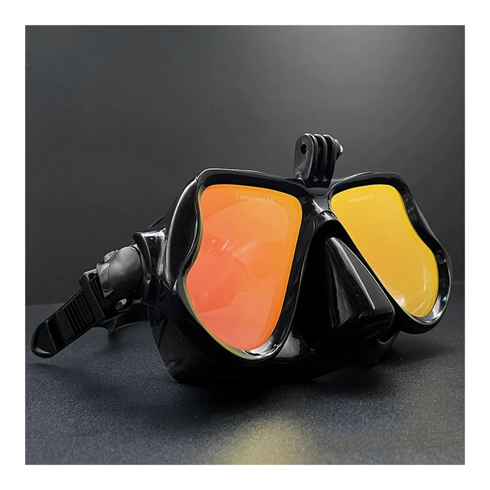 Kit de de Buceo Cómoda máscara de natación de Silicona con Espejo y Soporte para cámara para Gafas de Buceo GoPro para Adultos Buceo(Red 1)