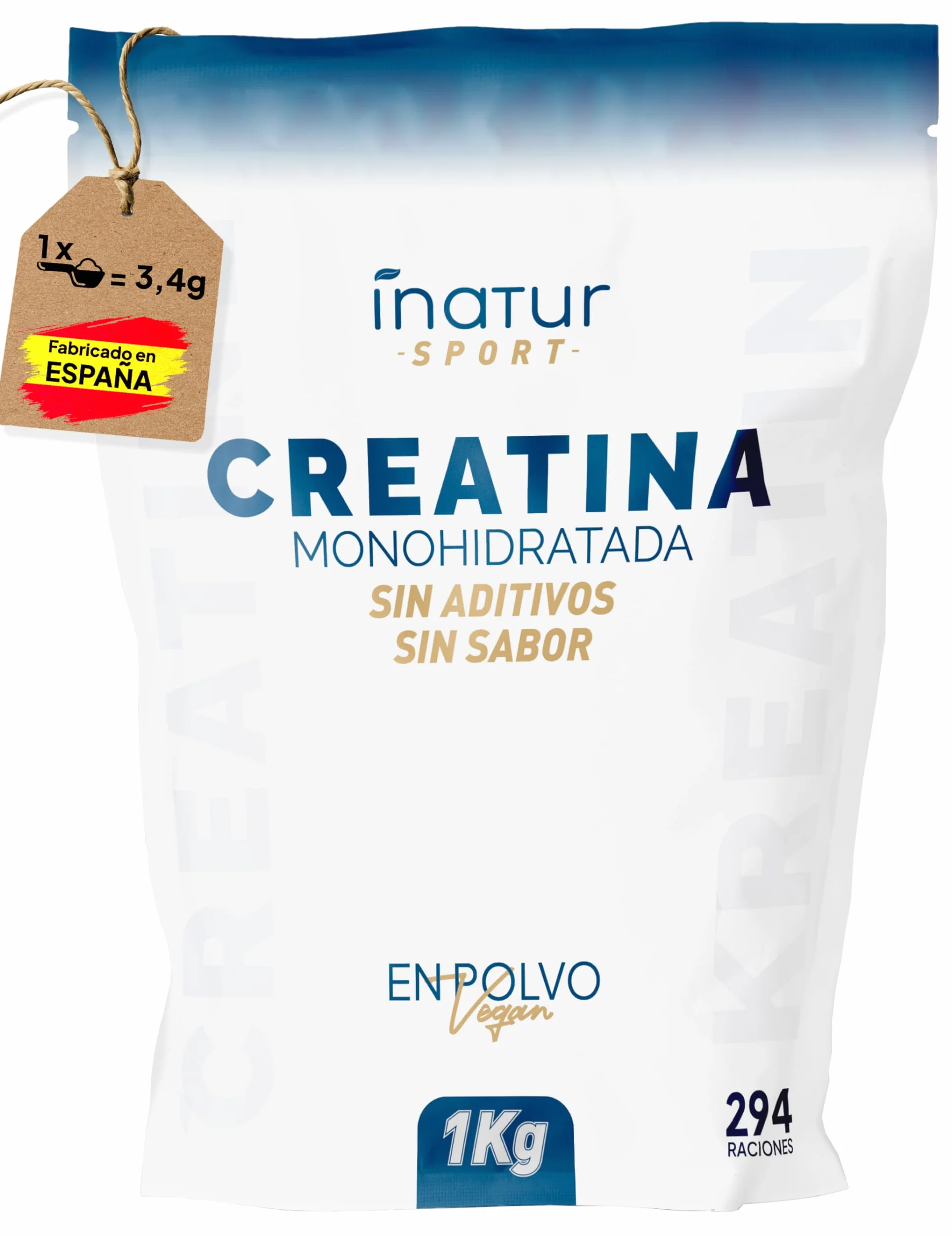 Creatina Monohidratada en Polvo 1kg 294 Dosis - 100% Creatina Monohidrato Micronizada Pura Sin Gluten Vegana
