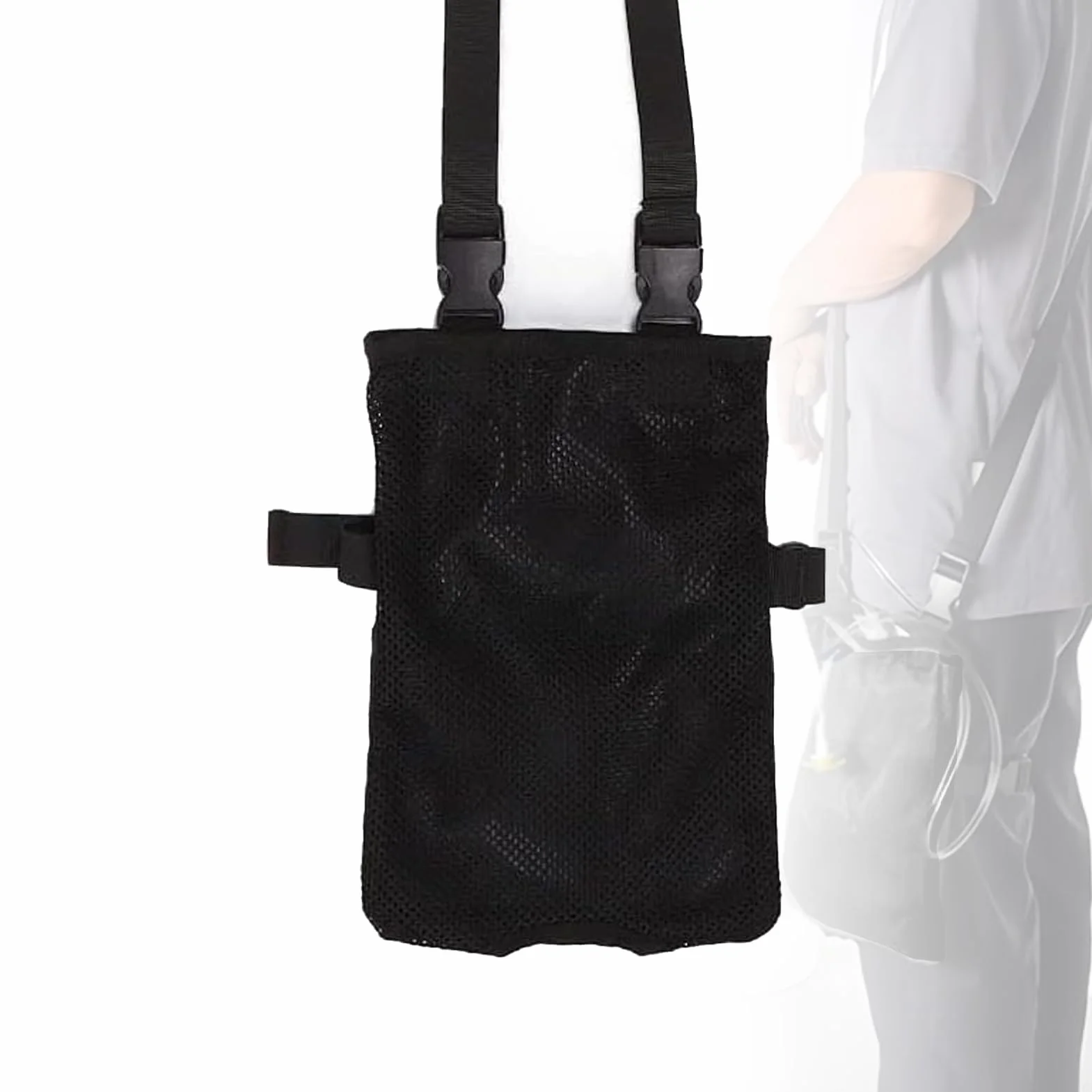 Bolsas para catéter universal, soporte elástico, correa de hombro ajustable (Negro)