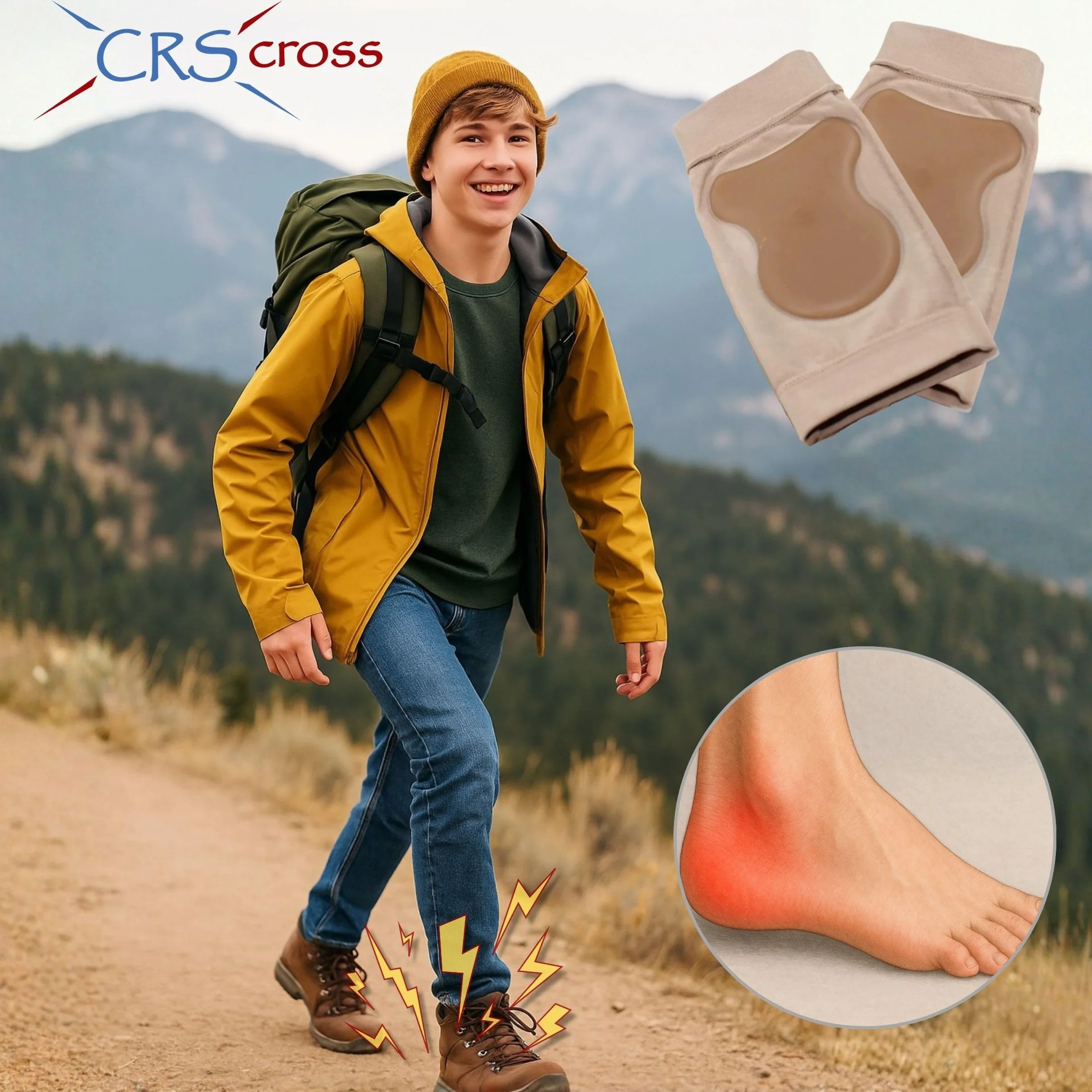 CRS Cross Mangas de gel para talón de Aquiles 1 par calcetines compresión acolchados amortiguación protección