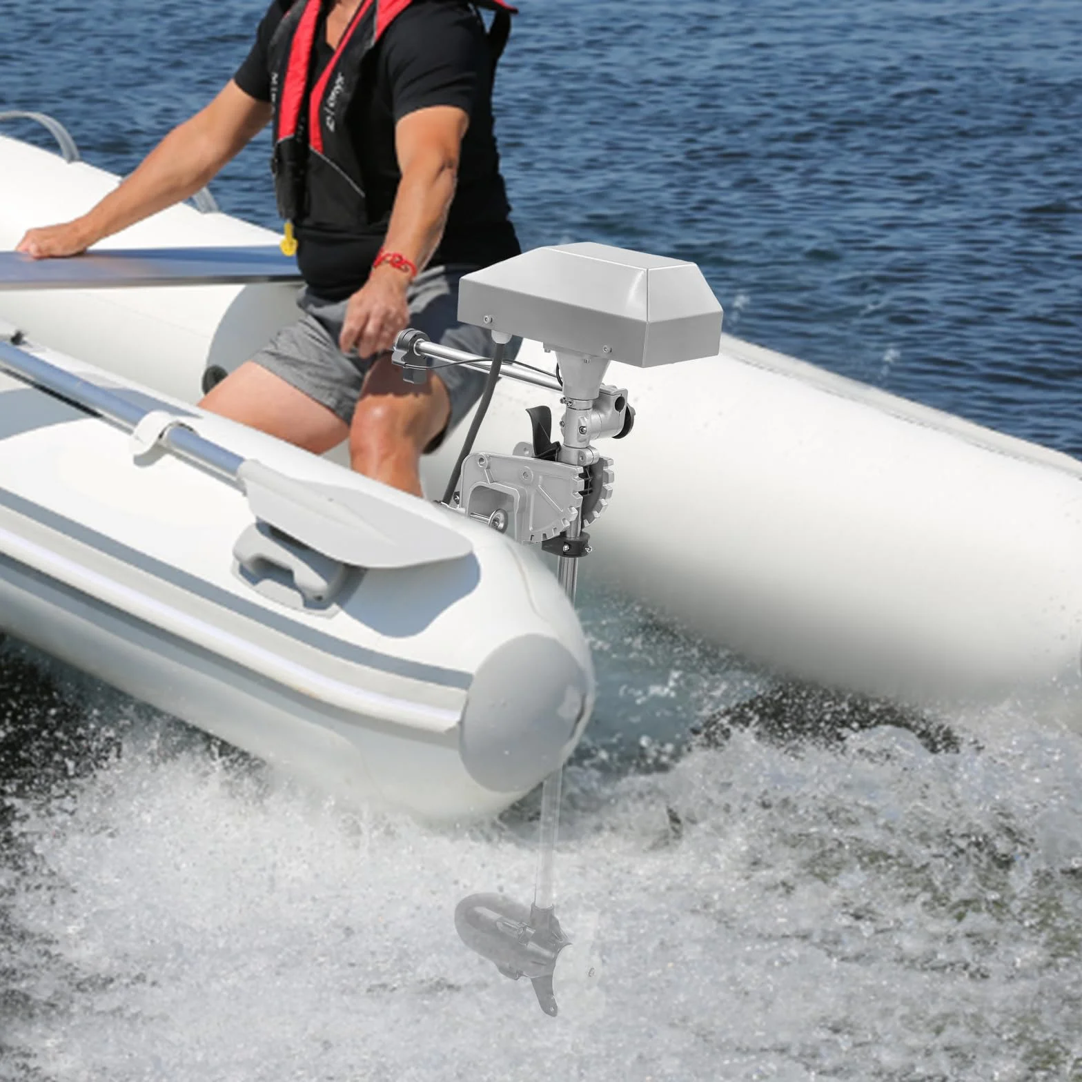 Genérico Motor fueraborda eléctrico 1500W, 12V/24V, sin escobillas, Velocidad máxima 4200rpm, Pantalla LED, Velocidad Variable, Marcha adelante/atrás, para Barcos de Pesca