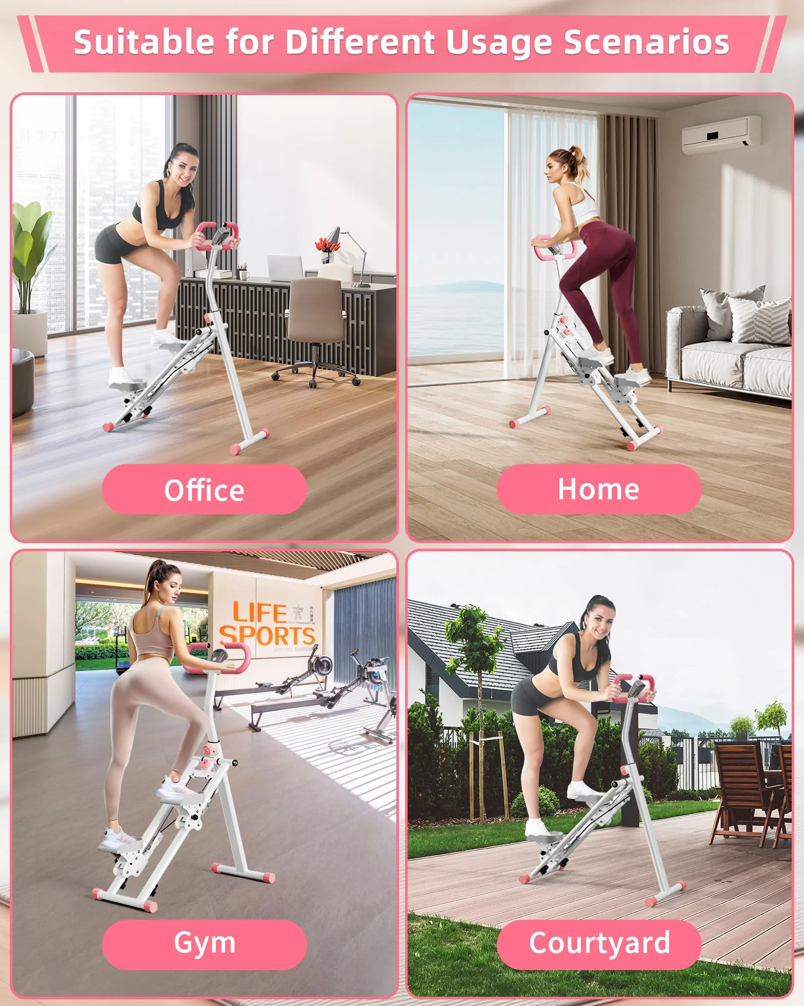 Stepper, Máquina de Step para Casa, Escaladora Vertical con Manillar para Entrenamiento de Cuerpo Completo, Máquina de Subir Escaleras con Estructura Estable y 3 Alturas Ajustables