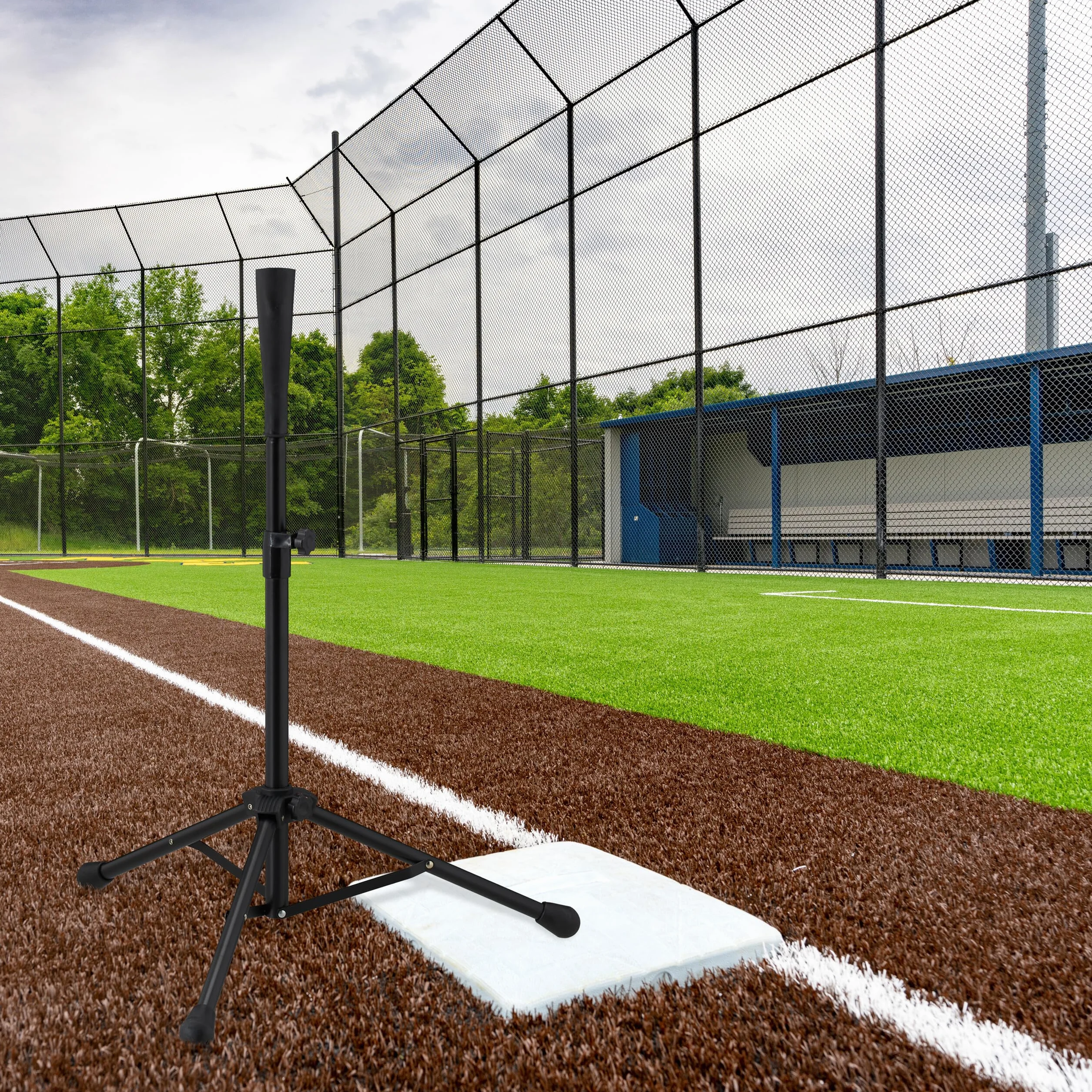 Relaxdays Trípode de Béisbol, Entrenamiento, Baseball y Softball, Soporte Regulable en Altura, 72-121 cm, Negro