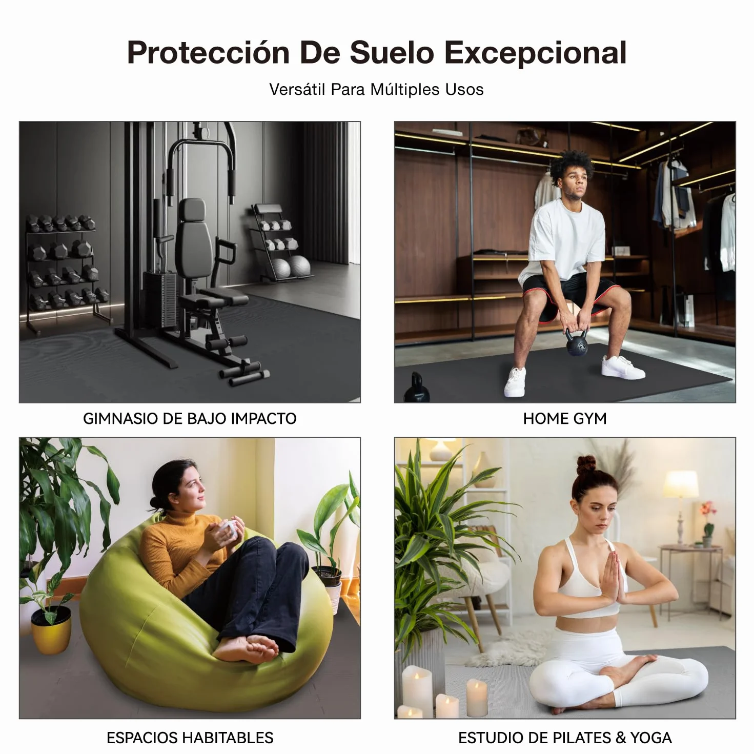 AIRHOP Juego de 18 Alfombrillas para Suelo de Gimnasio, Espuma EVA de Alta Densidad, Antideslizantes y de Alta amortiguación, Ideales para Yoga y Fitness, Gimnasio en casa, 30x30 cm
