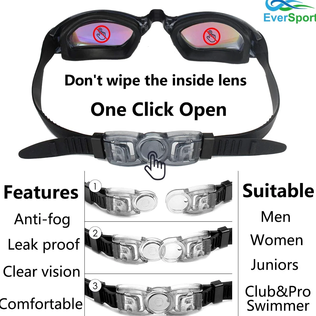 EverSport anteojos de natación, paquete de 2 gafas de natación, gafas de natación, sin fugas, antiniebla, protección UV para adultos, hombres, mujeres, jóvenes, niños, a prueba de roturas,
