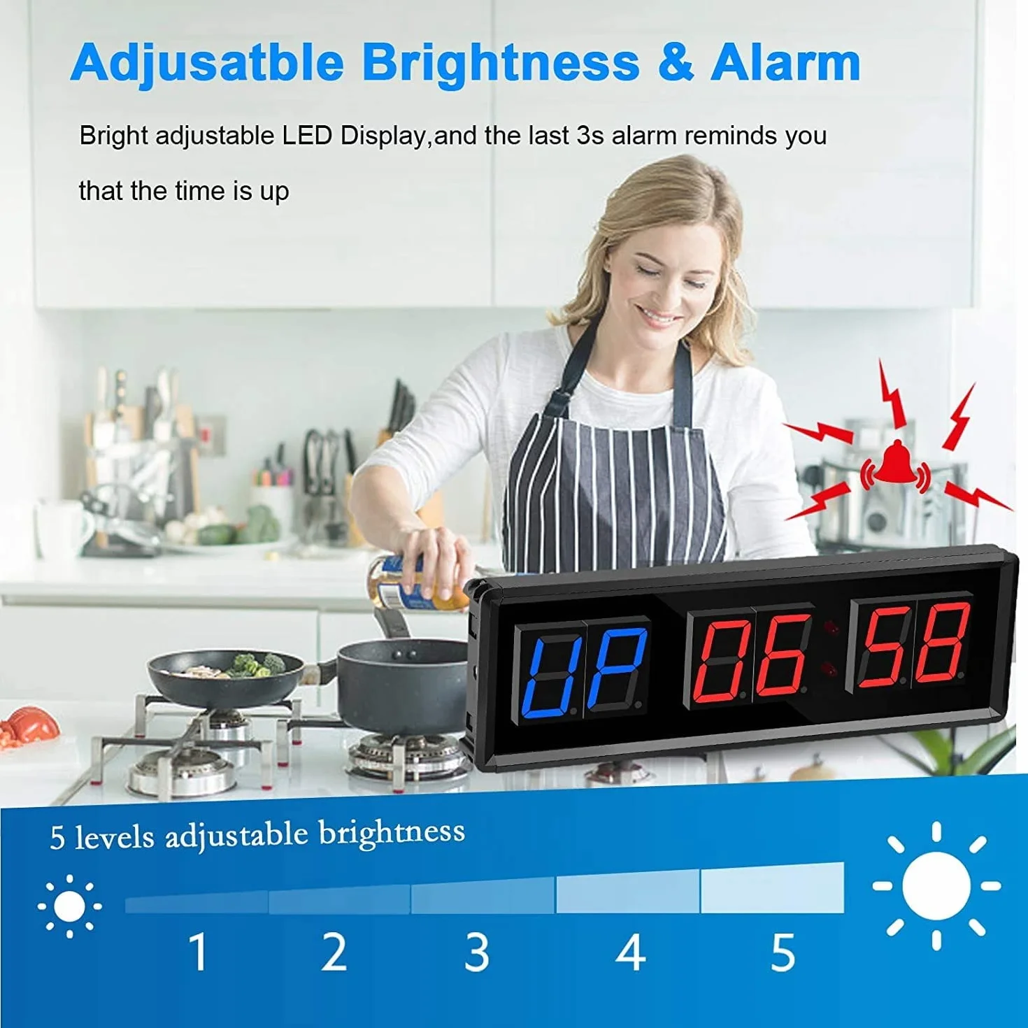 Temporizador de Gimnasio, Temporizador de Intervalo LED, Reloj de Pared con Cuenta Regresiva Digital, Reloj de 1,5 Pulgadas hacia Abajo/Arriba, CronóMetro para el Hogar