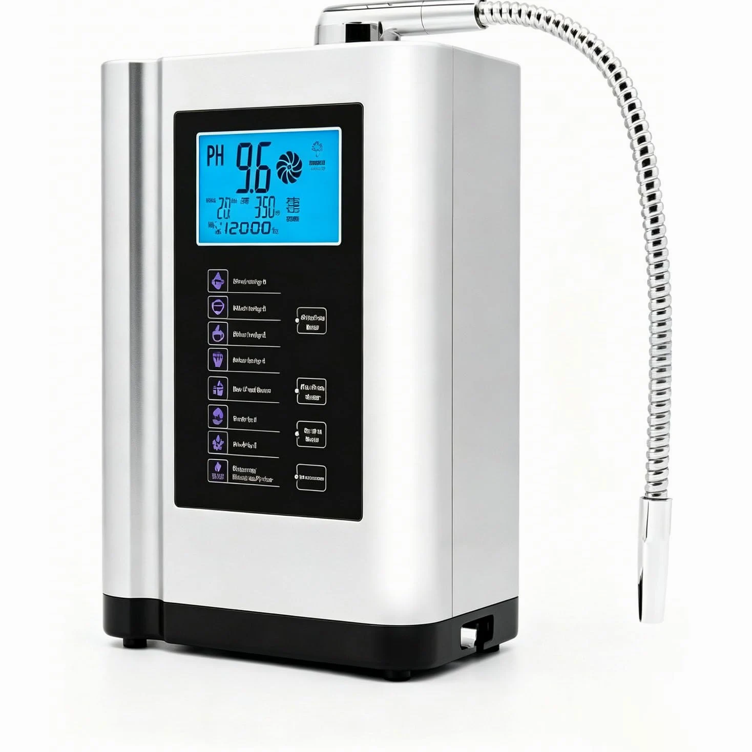 Máquina ionizadora de Agua alcalina, con Filtro Incorporado, Capacidad de 8000 L por Filtro, Produce Agua con pH de 3.5 a 10.5, hasta -500 mV ORP, 7 configuraciones de Agua White