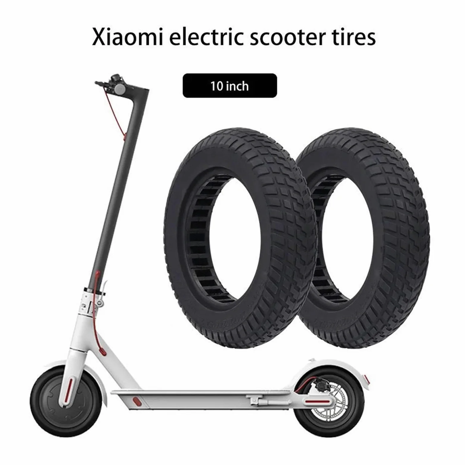 Neumático sólido for patinete eléctrico Xiaomi, M365 Pro Pro2 1S 10x2.0/2.5, amortiguador de panal, piezas sin cámara, goma 10 pulgadas rueda de scooter de goma maciza(2 pcs)