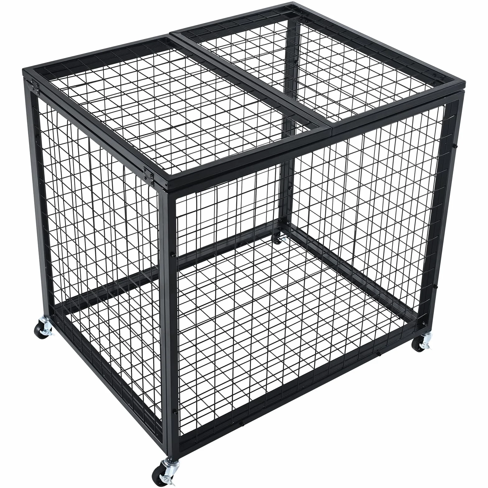 VEVOR Carro de Bolas con Cerradura 85x67,5x82,5 cm Jaula Móvil de Almacenamiento de Bolas con 4 Ruedas de Acero y Frenos Organizador para Equipo Deportivo Gimnasio Escuela Garaje Interior Exterior